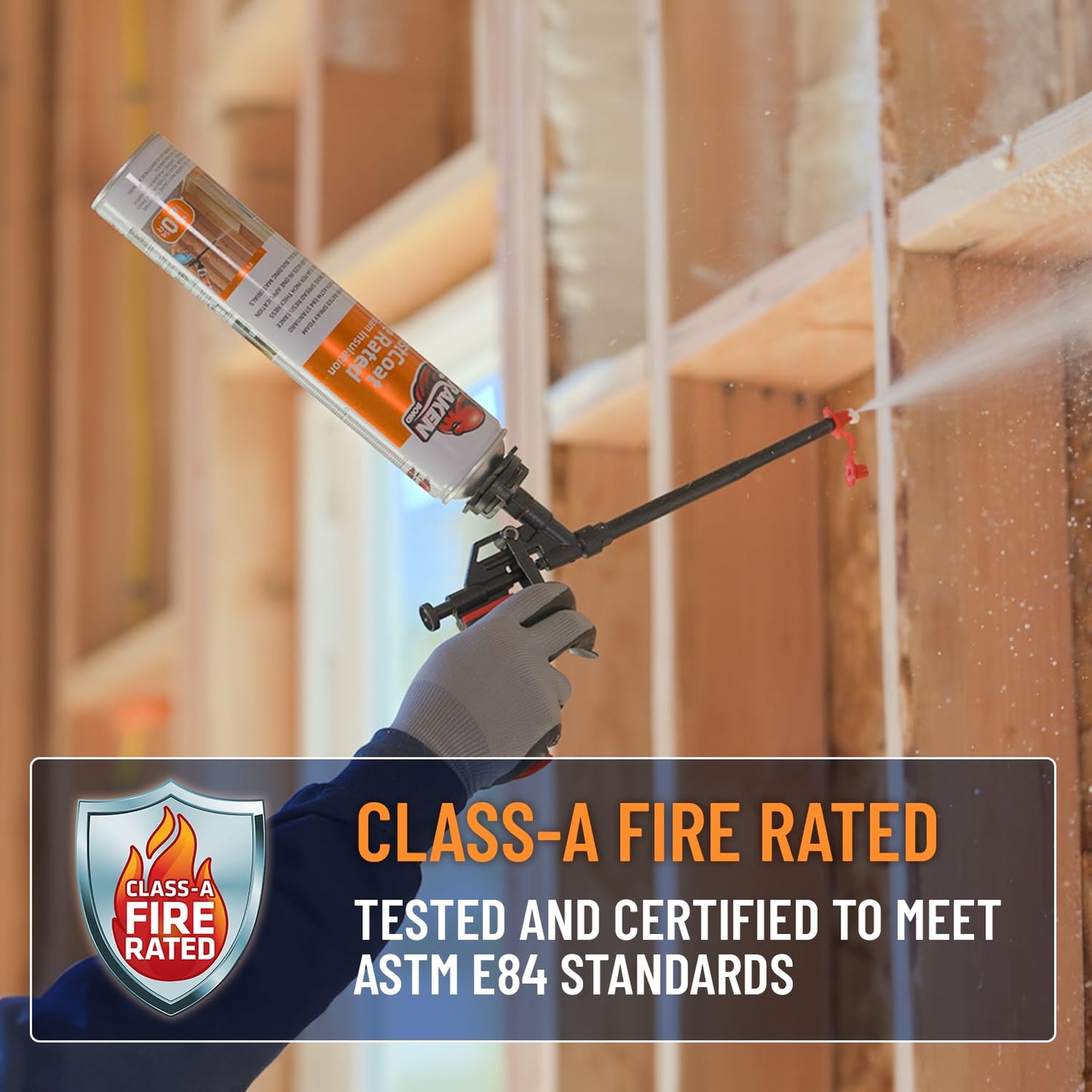 Kraken Bond Fastcoat Fire Rated Spray Foam Insulation Closed Cell in a Can 480 sq ft (24x27.1 oz.) (R-Value 11.32 / 2in) - Spray Foam for Garage Door, Attic, Wall Gun & Cleaner Not Included, 24 Pack
