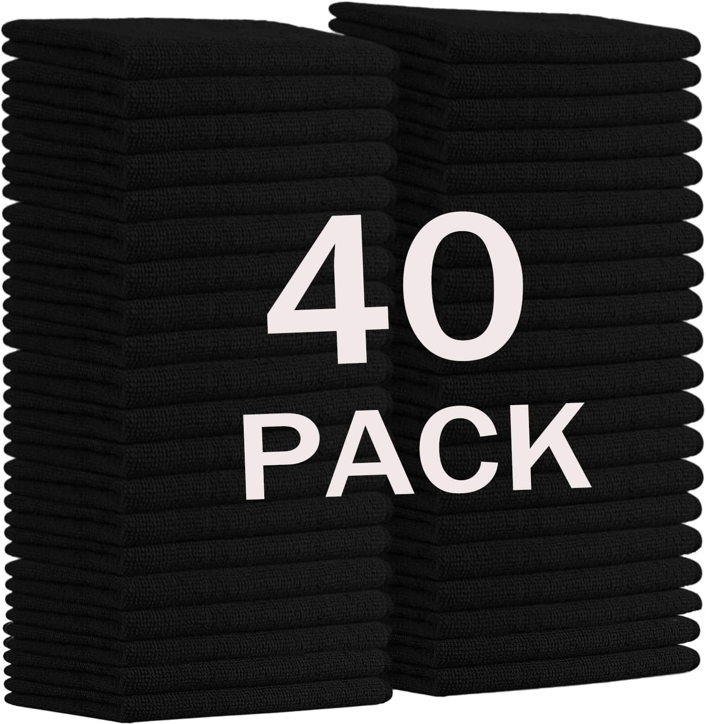 MRD's Home 12" x 12" Black Microfiber Cleaning Cloth,40Pack Multi-Purpose Reusable Cleaning Cloth Wipes Rags,Lint Free,Scratch & Streak-Free Cloth Black Microfiber Towels for Car House Wash