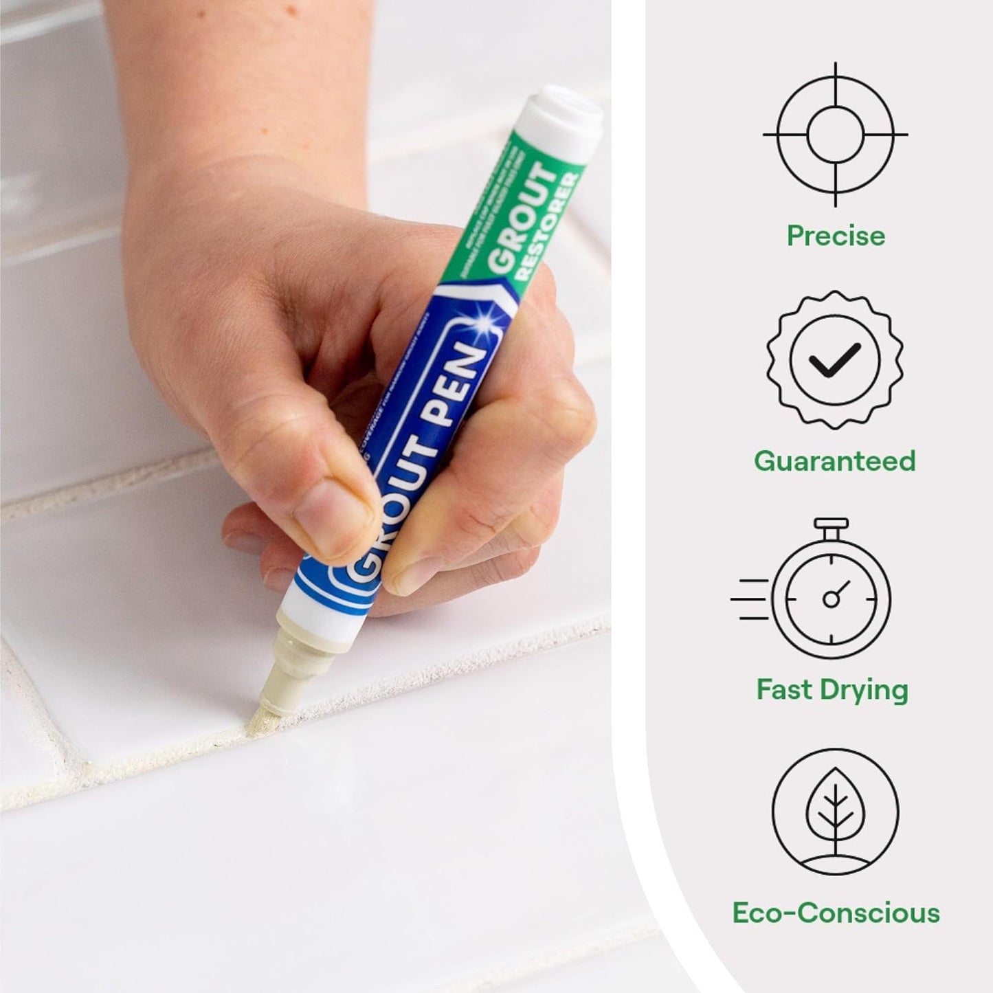 Grout Pen Ivory Tile Paint Marker: Waterproof Grout Paint, Tile Grout Colorant and Sealer Pen - Narrow 5mm, 2 Pack with Extra Tips (7mL) - Ivory