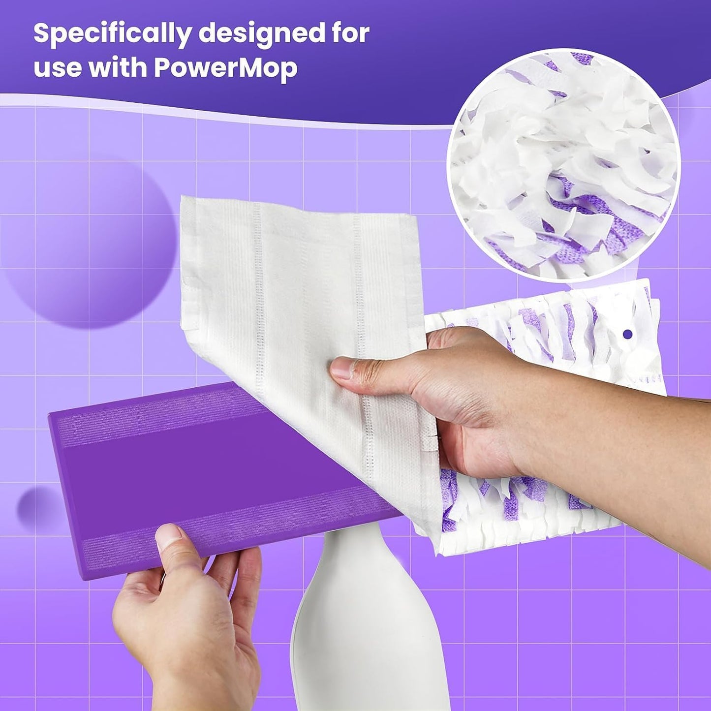 50 Pack Power Mop Refills Pads for Swiffer, Disposable Power Mop Refills for Power Mop Multi-Surface Mop Power Mop Pads Replacement Power Mop Pads Refills Spray Mopping Pads Hardwood Floor Cleaning