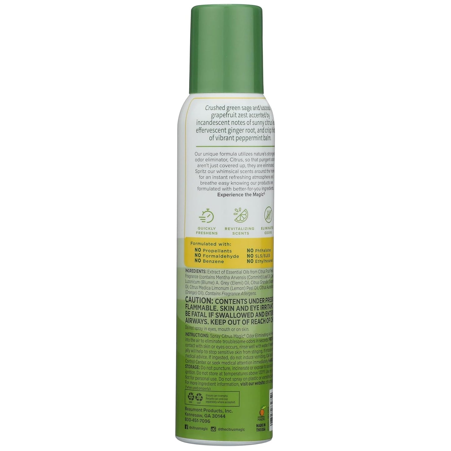 Citrus Magic Odor Eliminating Air Freshener Spray, Citrus and Sage, 3-Ounce, Pack of 3