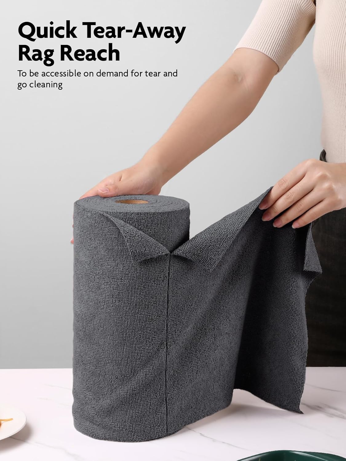 Fantasticlean Microfiber Cleaning Cloth Roll -40 Pack, Tear Away Microfiber Towels, 12" x 12", Reusable, Washable, Scratch Free, Ultra Absorbent for Car, Home Supplies, Shop (DimGrey)