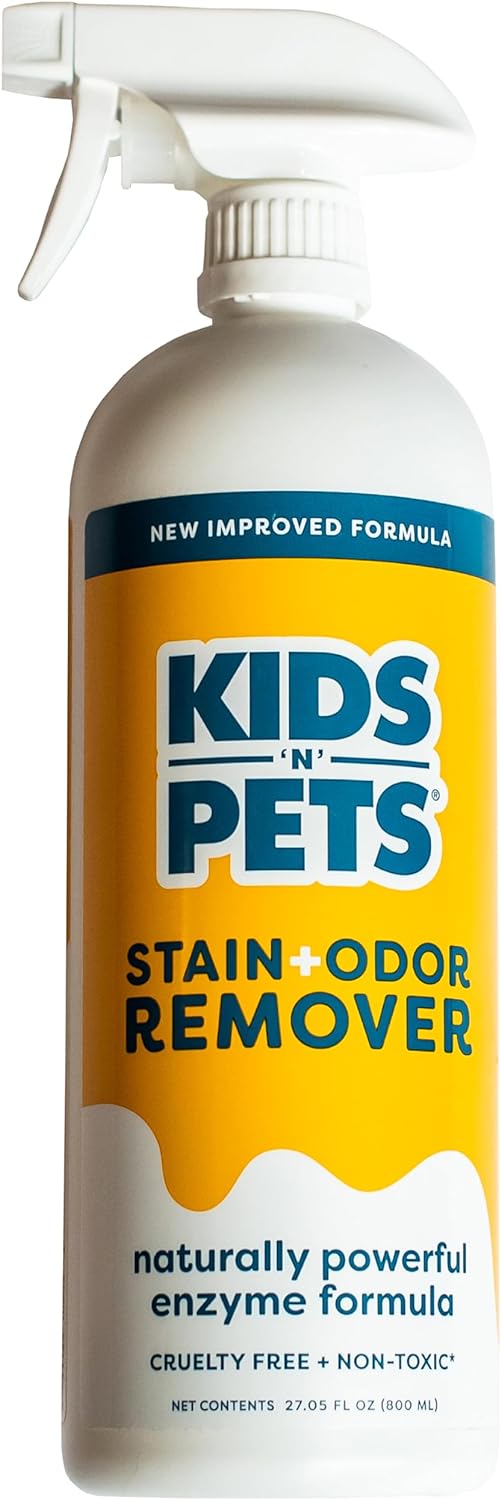 KIDS 'N' PETS Instant All-Purpose Stain & Odor Remover Permanently Eliminates Dog Pee, Cat Urine, Other Smells, Spots from Home Carpet, Couch, Furniture, Mattress, Fabric. Non-Toxic, Child Safe - 27oz