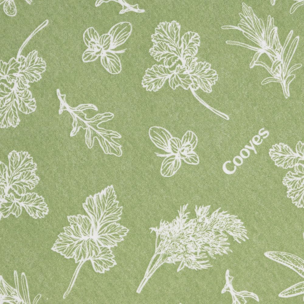 Cooyes Shelf Liner for Refrigerator & Drawer, Non-Adhesive Cabinets Liner for Kitchen Cupboard & Fridge, Breathable Cloth Material, Vegetable-Patterned, 6 Pack 12“ × 24”, Sage Green