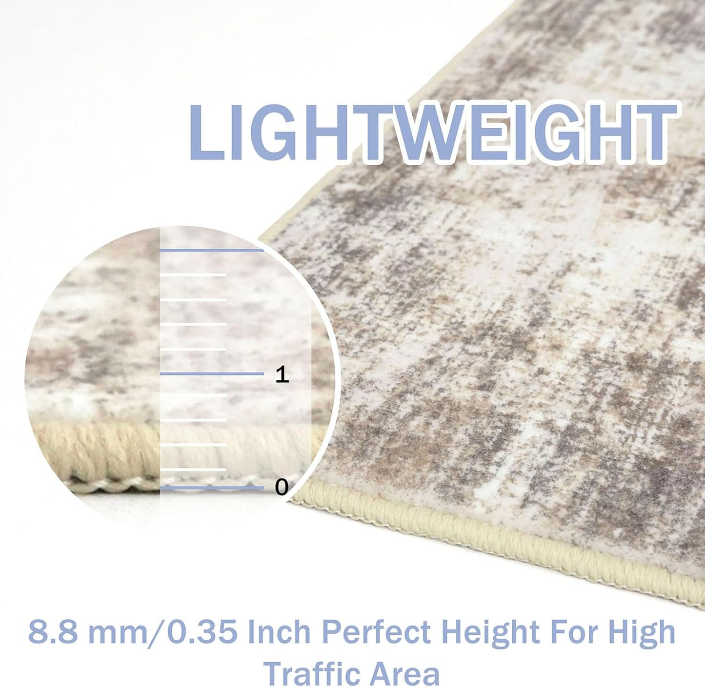 IOHOUZE Abstract Area Rug 4x6 Ft Washable Rugs for Entryway Indoor, Non Slip Small Living Room Rugs Printed Faux Wool Throw Rug, Floor Carpet for Kitchen Nursery Playroom, Beige Brown