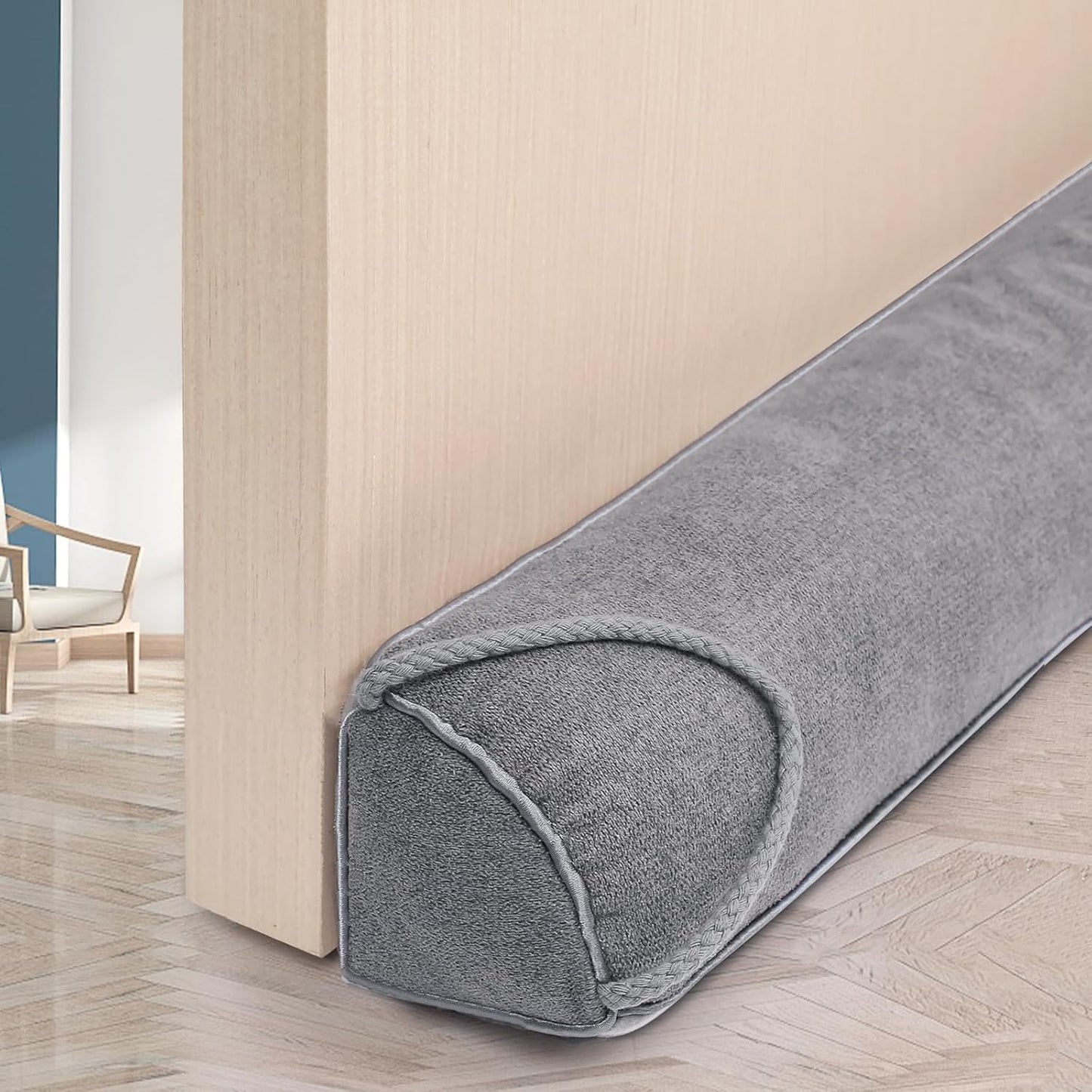 Triangular Under Door Draft Stopper 36 inch Heavy Duty Door Draft Blocker Bottom Door Seal Noise Air Door Guard for Doors and Windows, Gray