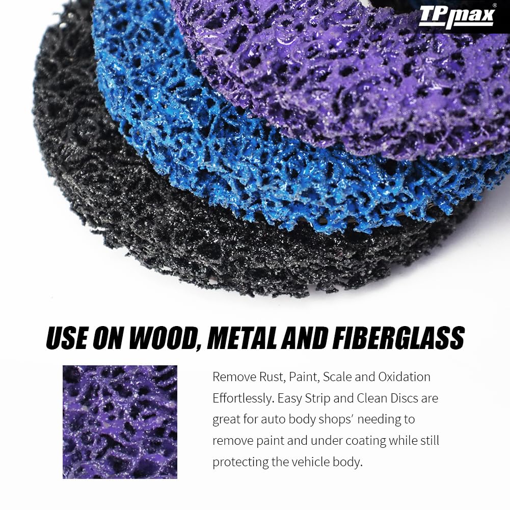 4" x5/8'' Stripping Discs Rust Remover Wheel Remove Paint and Oxidation Poly Strip Wheel Disc Abrasive Angle Grinding Wheel - 3 Pack(Purple/Blue/Black)