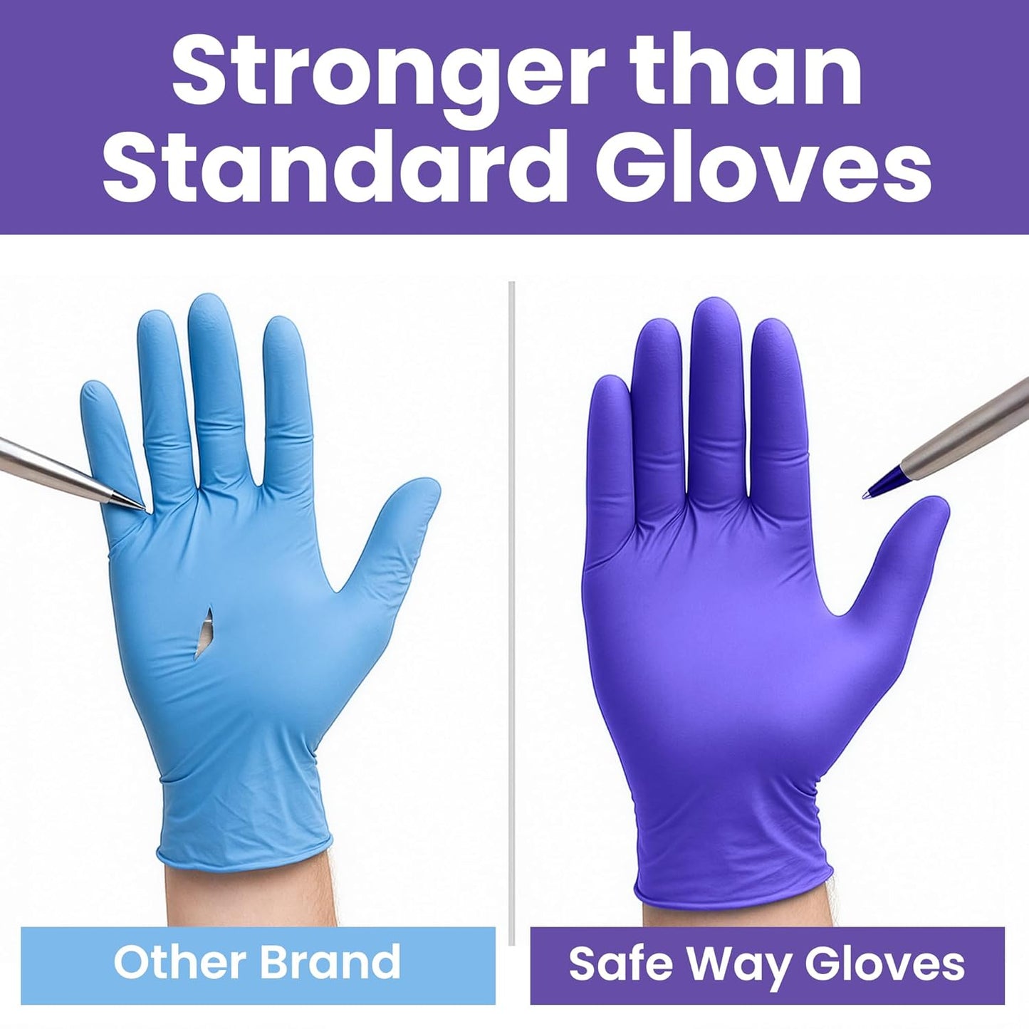 SafeWay Nitrile Disposable Gloves — Multi-Purpose Powder-Free, Non-Latex, Medical Use, and Textured Fingertips for Food Prep, Cleaning, Tattoo, Nursing, Lab, Examination, & More — (10000pcs, 2XLarge)