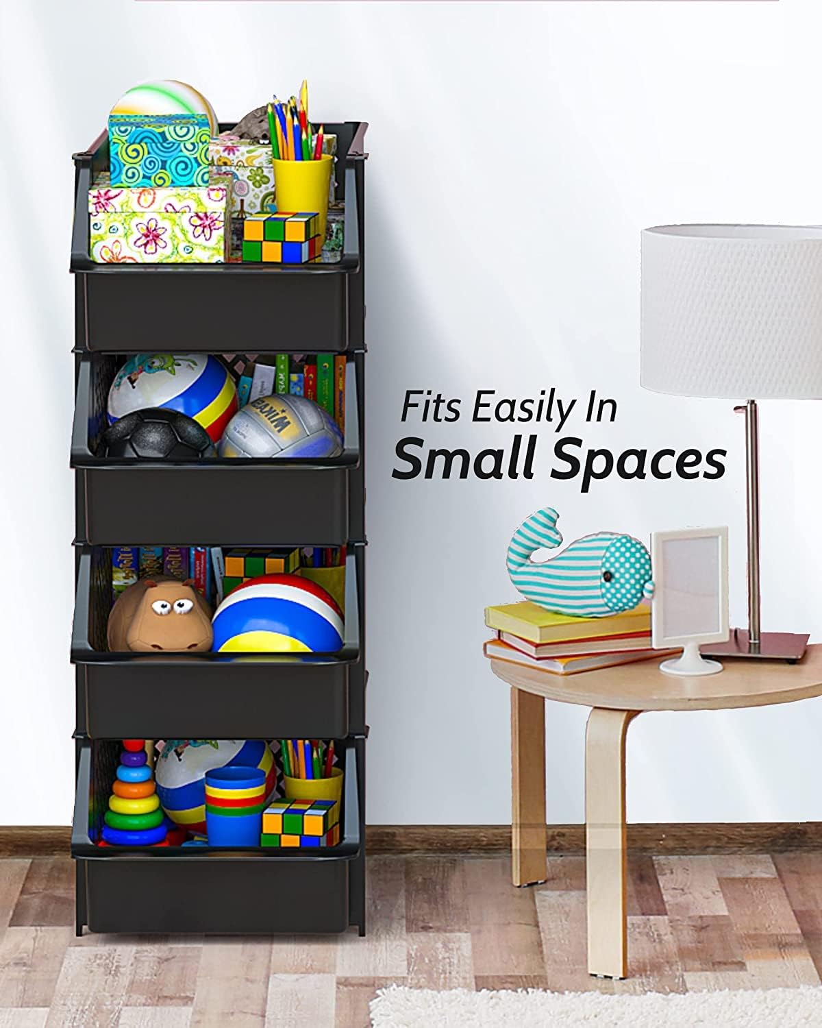 Skywin TidyFriend Plastic Stackable Storage Bins for Pantry, 24 Pack Stackable Bins for Organizing Food, Kitchen, and Bathroom Essentials (Black)