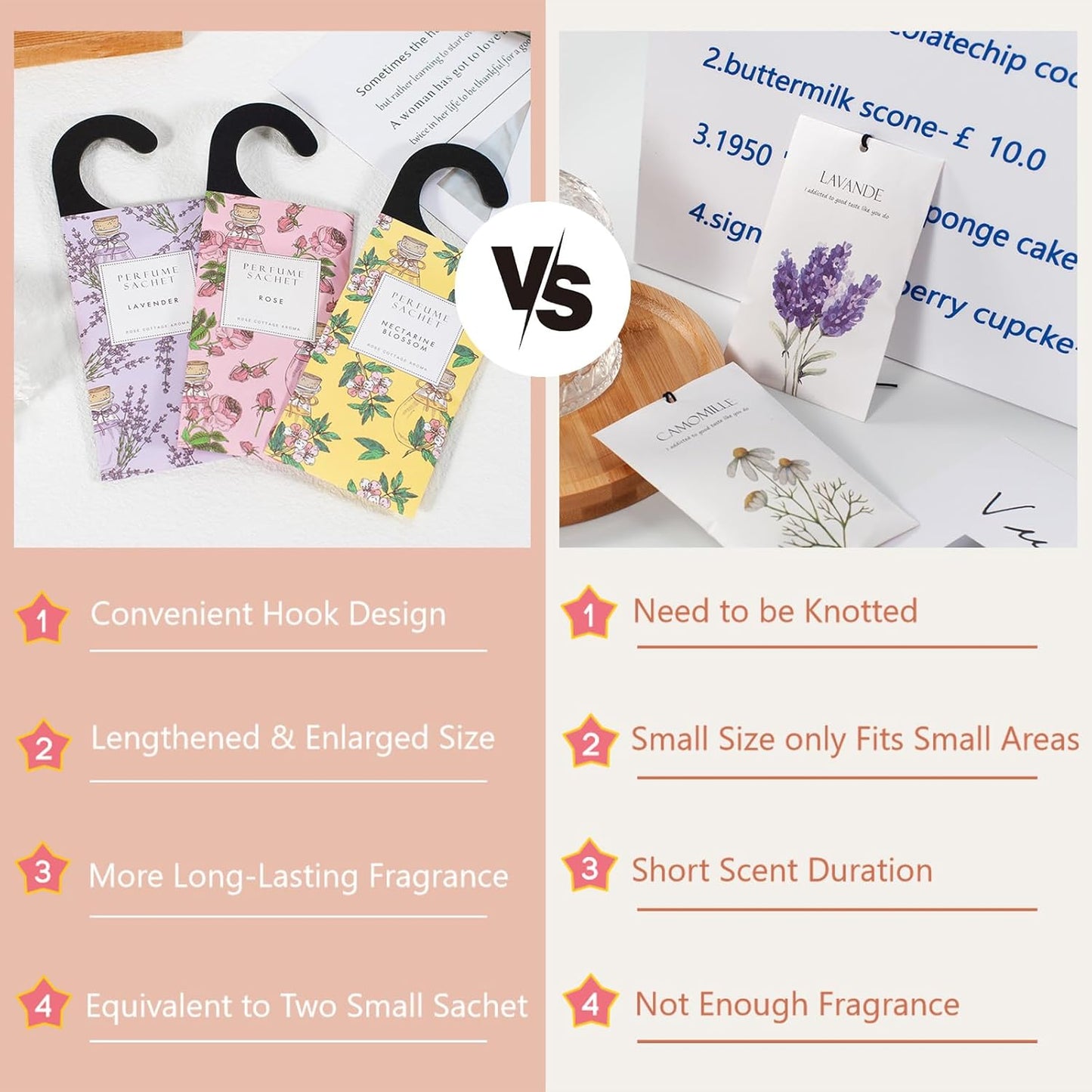 ROSE COTTAGE Large 12 Packs Jasmine Hanging Closet Deodorizer Air Freshener Long Lasting Scented Sachets Smell Goods for House