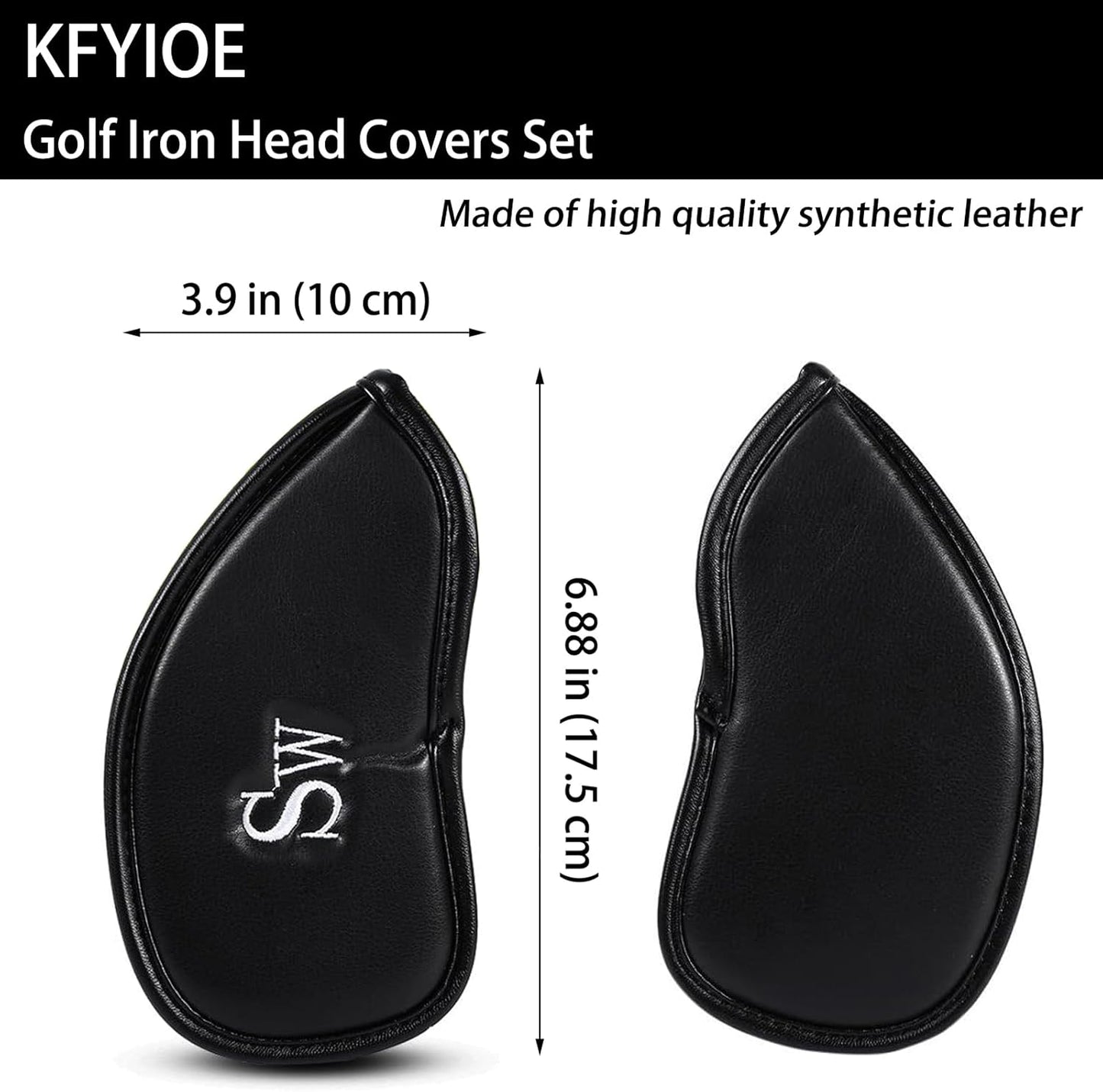 Golf Iron Head Covers (12-Pack) Synthetic Leather Waterproof Club Head Covers for Standard Irons – Magic Tape Closure, Universal Fit & Anti-Loss Design