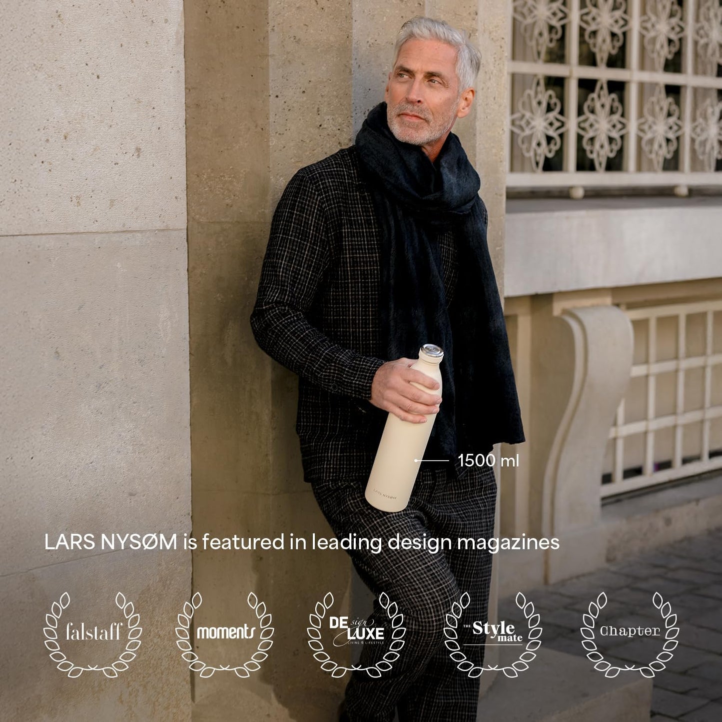 LARS NYSØM Stainless Steel Insulated Water Bottle 12oz 17oz 25oz 34oz 51oz | Insulated Thermo Flask for Hot and Cold Beverages | Leakproof Drinking Bottle (Lavender Purple, 33.9oz)