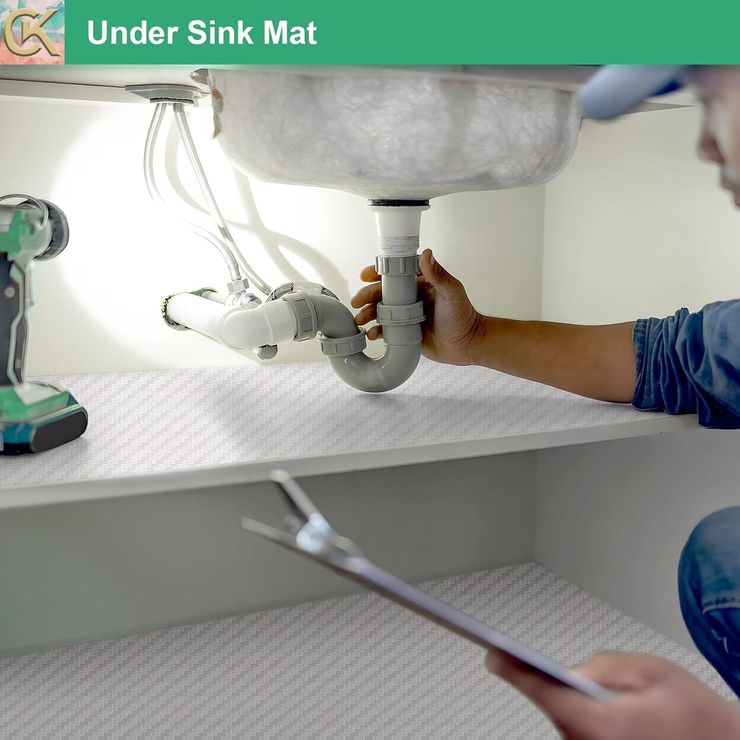 Self-Adhesive Shelf Liner Kitchen Liner, Waterproof Backed Paper Easy Peel and Stick Contact Liner Without Residue for Decor Your Desk Surface, Kitchen Countertops (White, 17.5 x 236.2 inches)