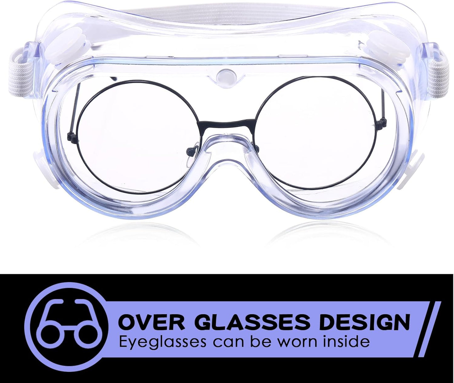 Yunsailing Protective Safety Goggles Lab Over Glasses Clear Anti Fog Eye Protection Goggles for Men Women