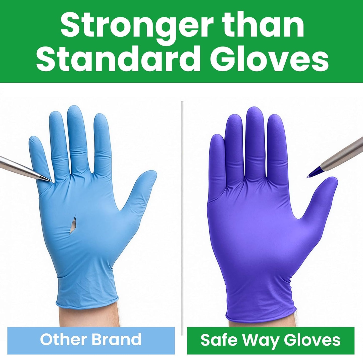 SafeWay Nitrile Disposable Gloves — Multi-Purpose Powder-Free, Non-Latex, Medical Use, and Textured Fingertips for Food Prep, Cleaning, Tattoo, Nursing, Lab, Examination, & More — (1000 pcs, X-Large)