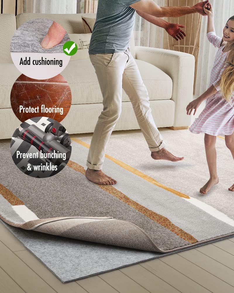 Non Slip Rug Pad Gripper - 4x6 Feet 1/8” Extra Thick Felt Under Rug for Area Rugs and Hardwood Floors,Super Cushioned Non Skid Carpet Padding