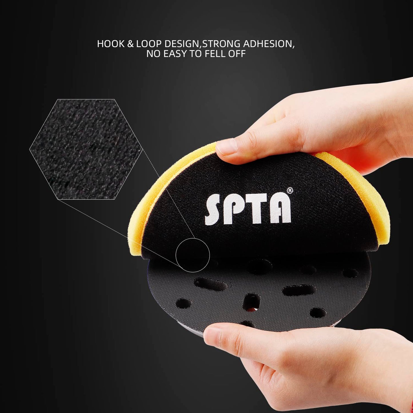Yellow Medium Cut Pad, Buffing Polishing Pads, SPTA 3Pcs 6.5 Inch Face for 6 Inch 150mm Backing Plate Compound Buffing Sponge Pads For Car Buffer Polisher Compounding, Polishing and Waxing -X00224Y6B3