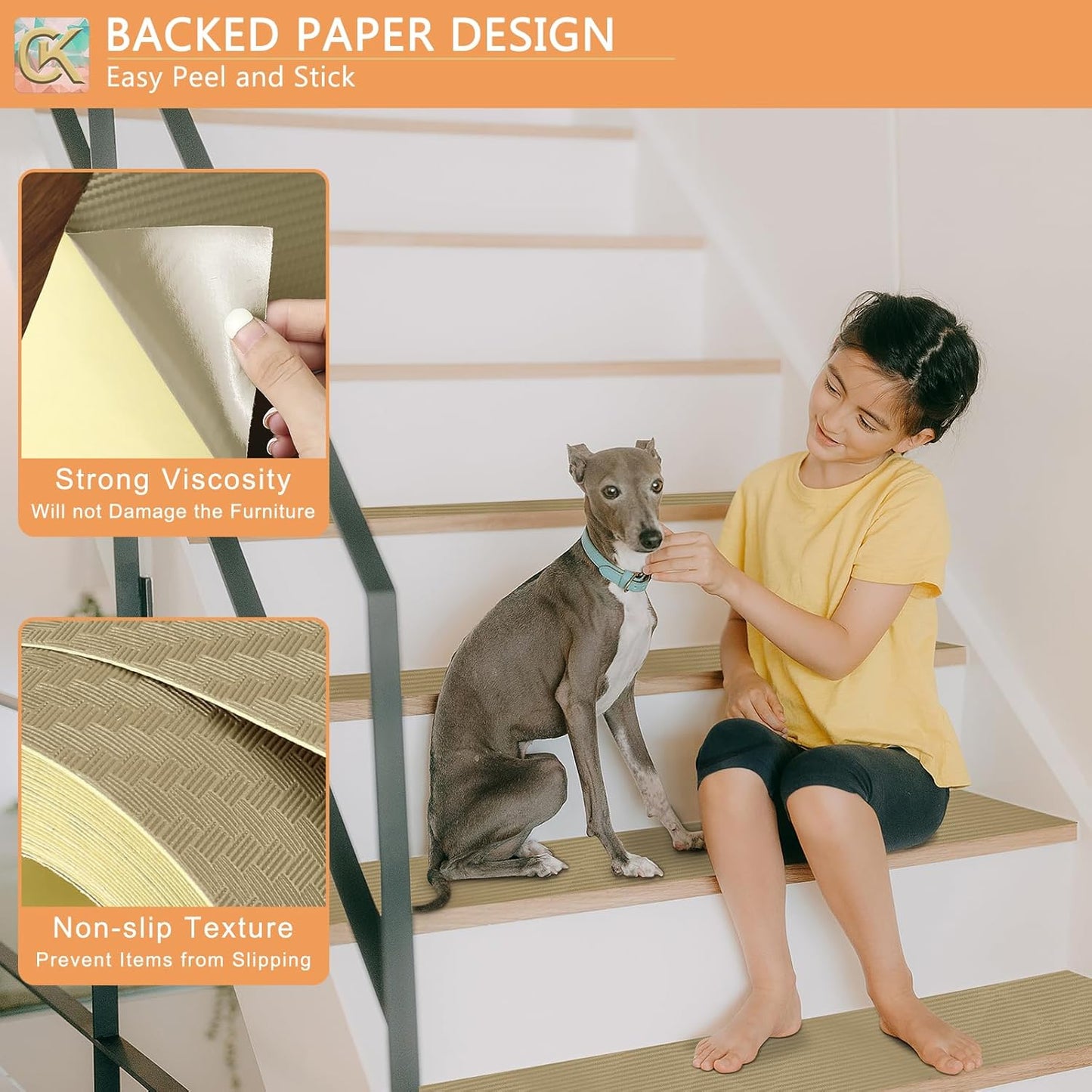Self-Adhesive Shelf Liner Kitchen Liner, Waterproof Backed Paper Easy Peel and Stick Contact Liner Without Residue for Decor Your Desk Surface, Kitchen Countertops (Dark Khaki, 17.5 x 236.2 inches)