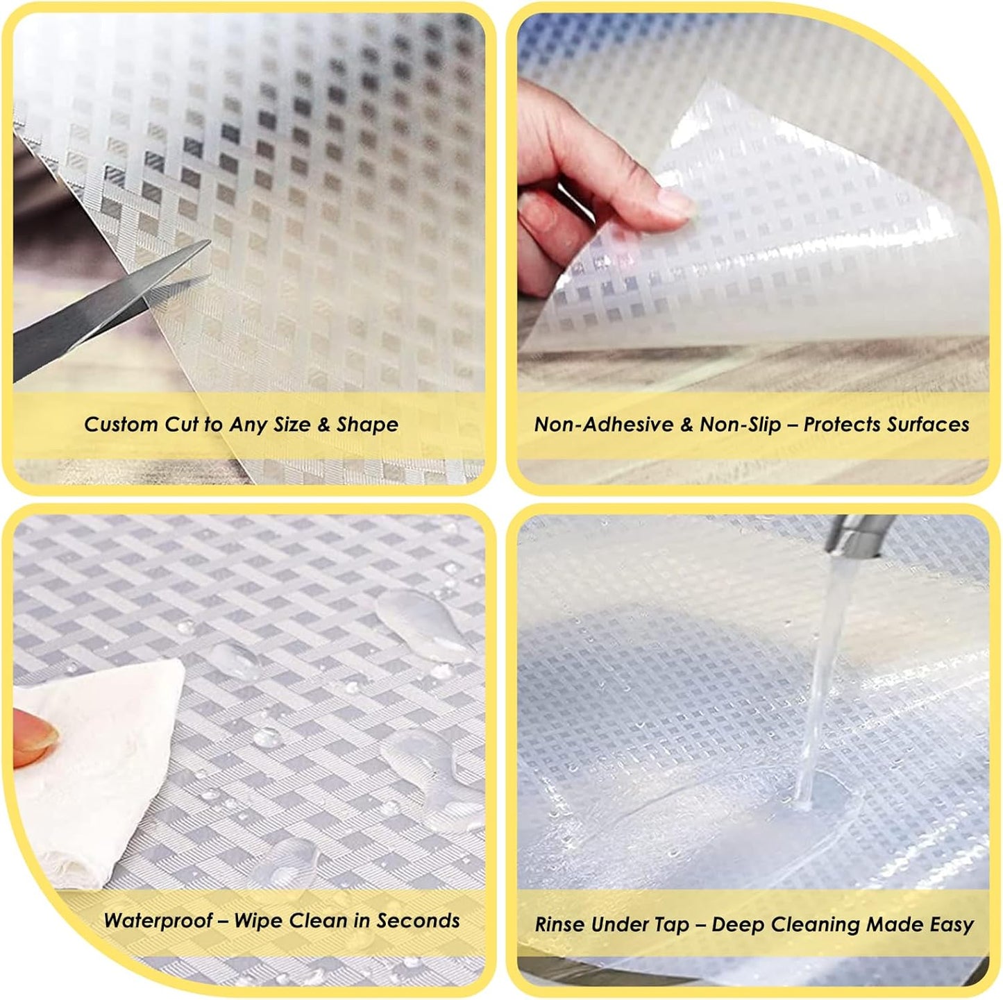Shelf Liners for Kitchen Cabinets and Drawers, Non-Adhesive and Anti-Slip, Waterproof and Easy to Clean, Durable EVA Cabinet Mat for Refrigerator, Cupboard, Table (Grey, 17.5" W x 196.8" L)