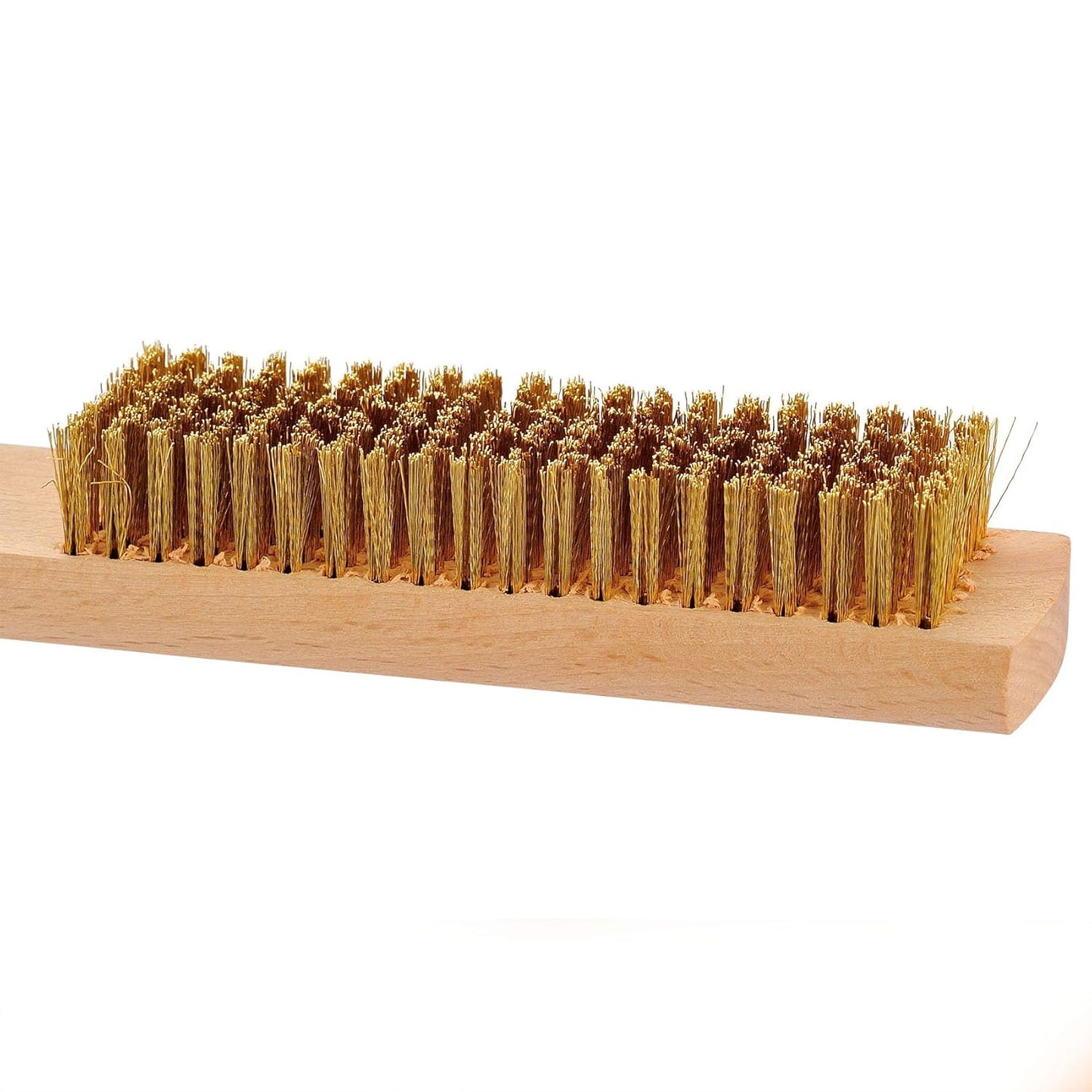 MAXMAN Brass Brush, Soft Brass Bristles Wire Brush for Cleaning Metal Rust, Welds, Home and Kitchen, Wire Scratch Brushes with 10" Beechwood Handle