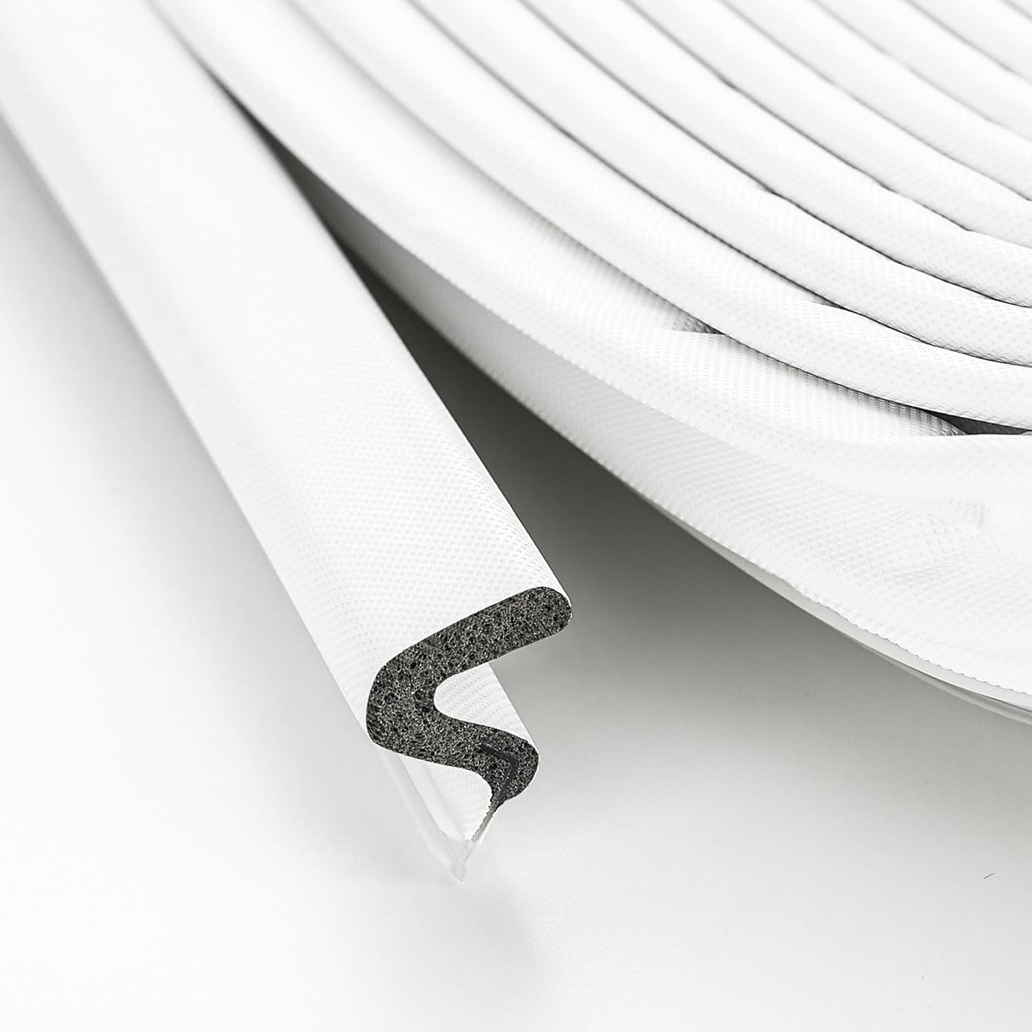 Ravinte Weather Stripping Door Seal Strip Soundproof "Q" Foam Weather Stripping for Door Frame, Exterior Door Weather Stripping for Large Gap, Easy to Install（White, 28FT)