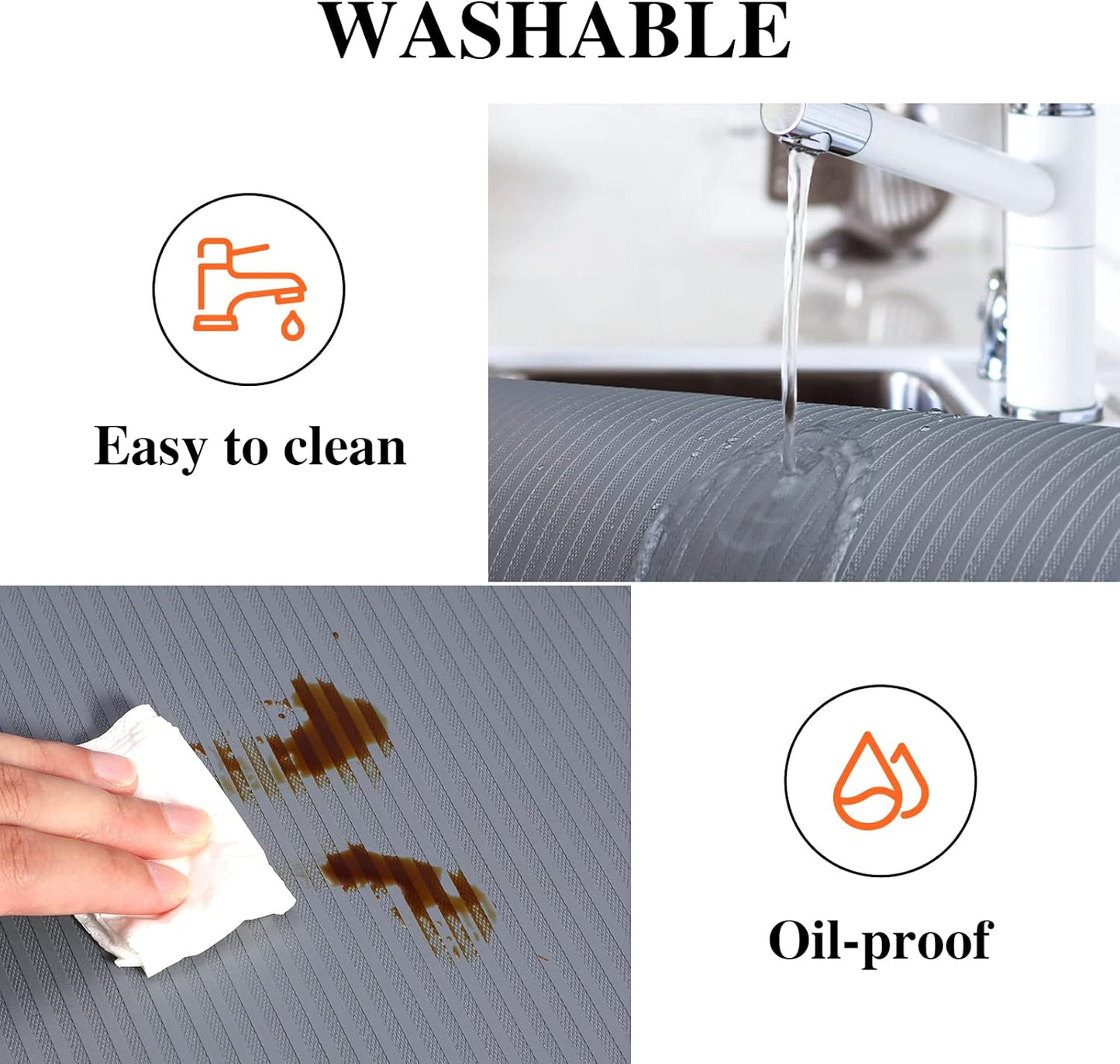 Shelf Liners for Kitchen Cabinets, Non-Adhesive, 17.5 Inch x 30Ft, Non-Slip Kitchen Drawer Liner, Waterproof Durable Cabinet Liners for Shelves, Pantry, Dark Gray