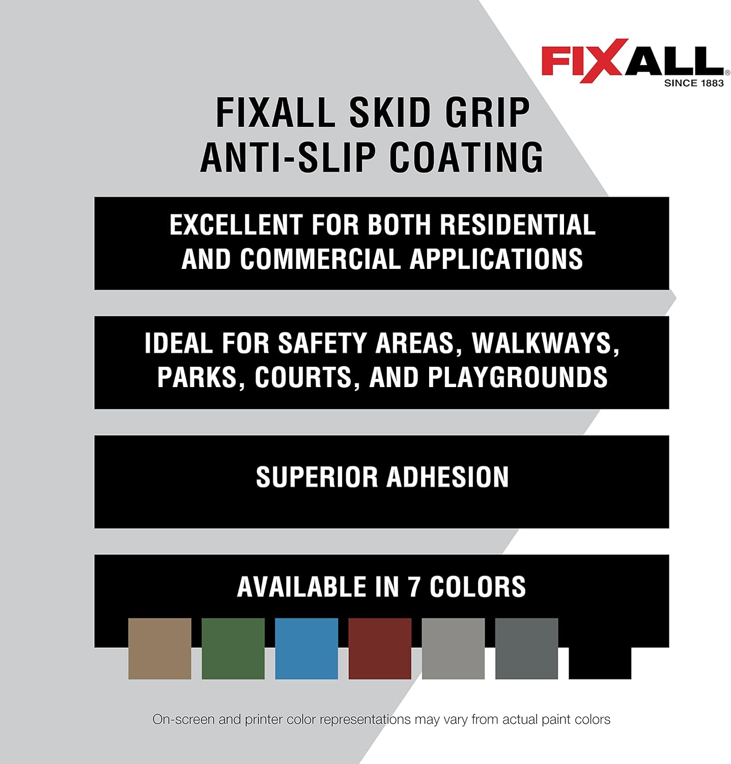FIXALL Skid Grip Anti-Slip Coating, 1 Gallon, Slate, Exceeds ADA Standards, Ideal for Safety Areas, Slip-Resistant Pavement, Cement & Concrete Paint