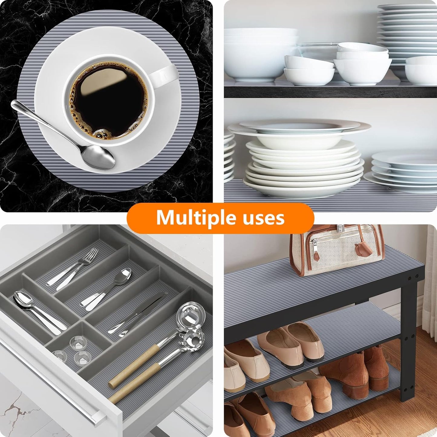 Shelf Liners for Kitchen Cabinets Non Adhesive Drawer Liner EVA Material Cupboard Mat Waterproof Refrigerator Mats Washable Fridge Liner for Cupboard and Desks Clear Shelf Liner 23.6 x 157.4 Inches