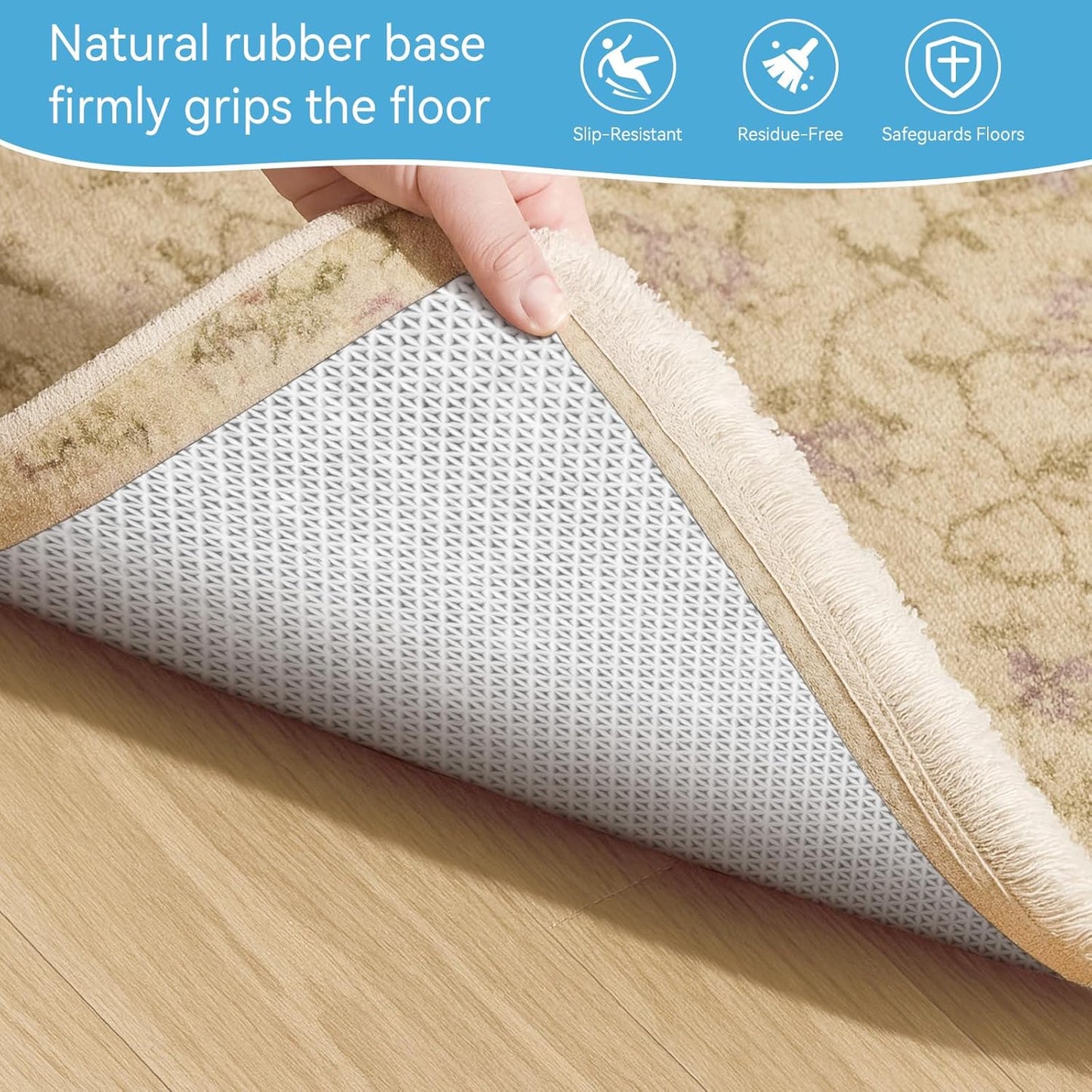 Warmstar 5x7 FT Non Slip Rug Pad,100% Waterproof Felt Rug Pad for Hardwood Floors,1/4” Thick Soft Carpet Pad with Natural Rubber Backing, Secure Grip & Floor Protection