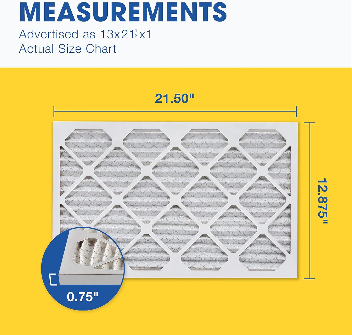 Aerostar 13x21.5x1 MERV 13-6 Count - Pleated Furnace & Air Conditioner Filters - Removes Bacteria, Dust, Cold & Flu Germs, Lint, Mold, Pet Dander, Allergy-Causing Pollen, Smog, Smoke & Viruses