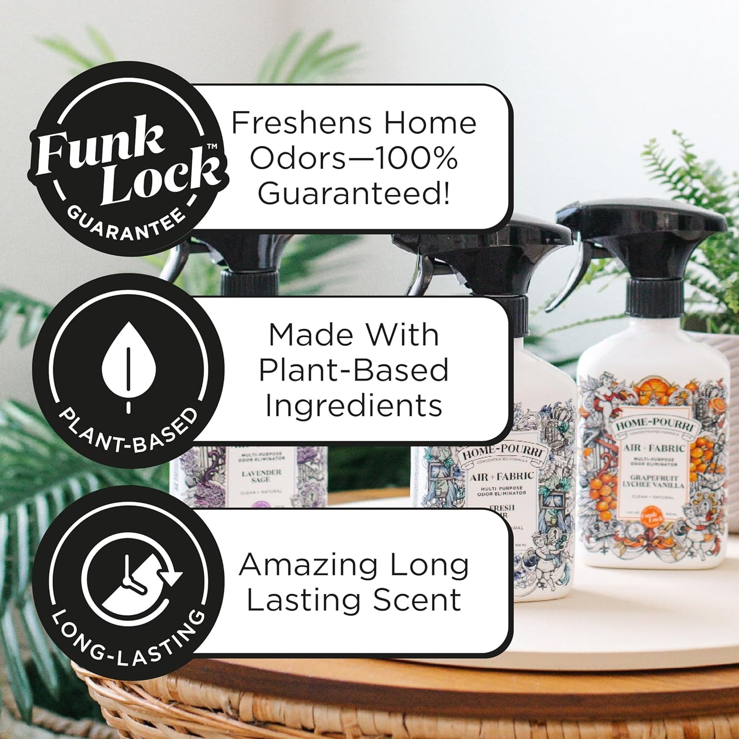 Home-Pourri Air + Fabric Multi-Purpose Odor Freshener Spray, Bamboo Rain, 11 Fl Oz - Jasmine, Bamboo and Fresh Grass