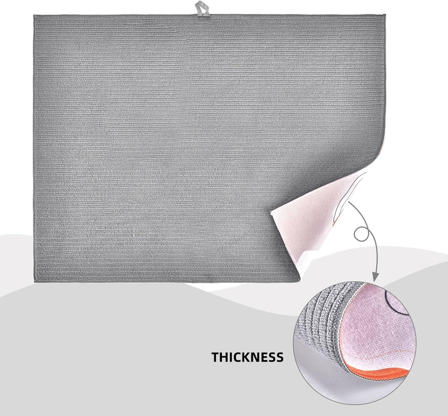 Sunflower Bee Dish Drying Mat Highly Absorbent Double-Sided Microfiber with Hanging Loop Reversible Drain Dish Rack Mat Drain Mat Suitable for Kitchen Countertop Coffee Bar 18 x 24 Inch