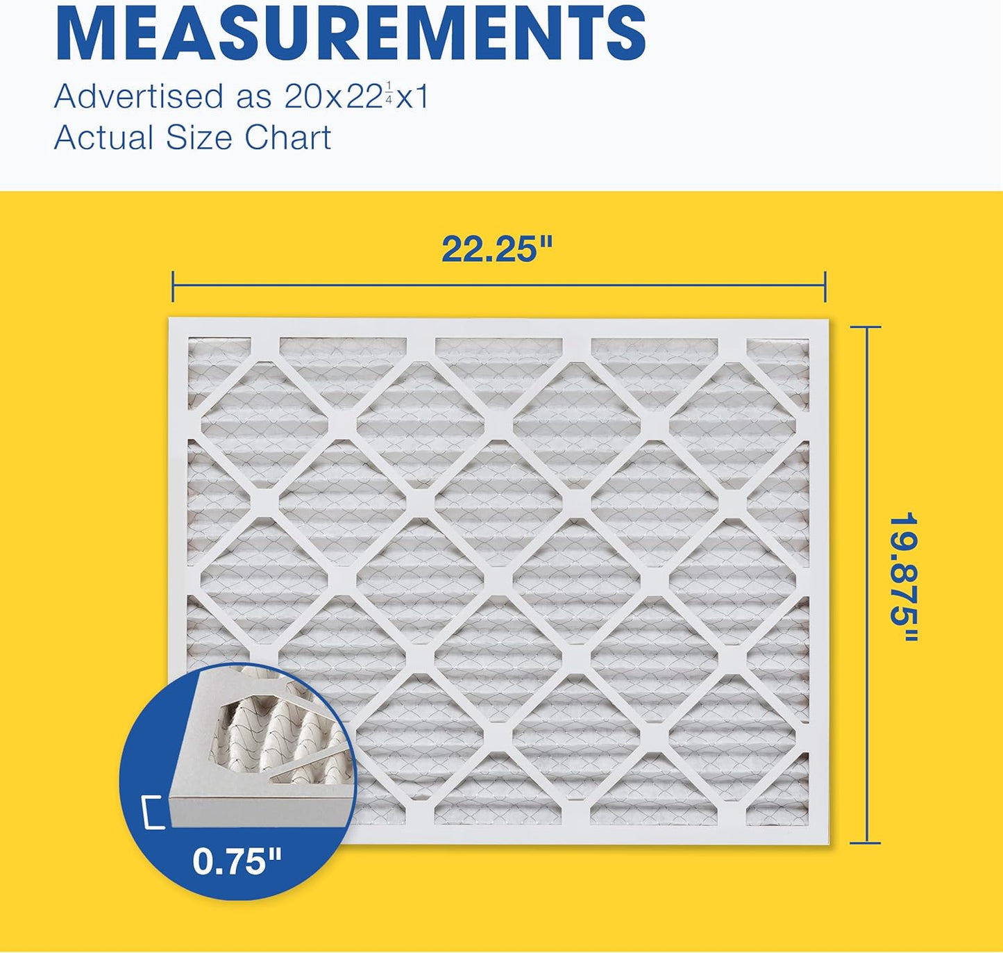 Aerostar 20x22.25x1 MERV 8-6 Count - High Efficiency Pleated HVAC, Furnace & Air Conditioner Filters - Removes Dust, Lint, Mold & Allergy-Causing Pollen