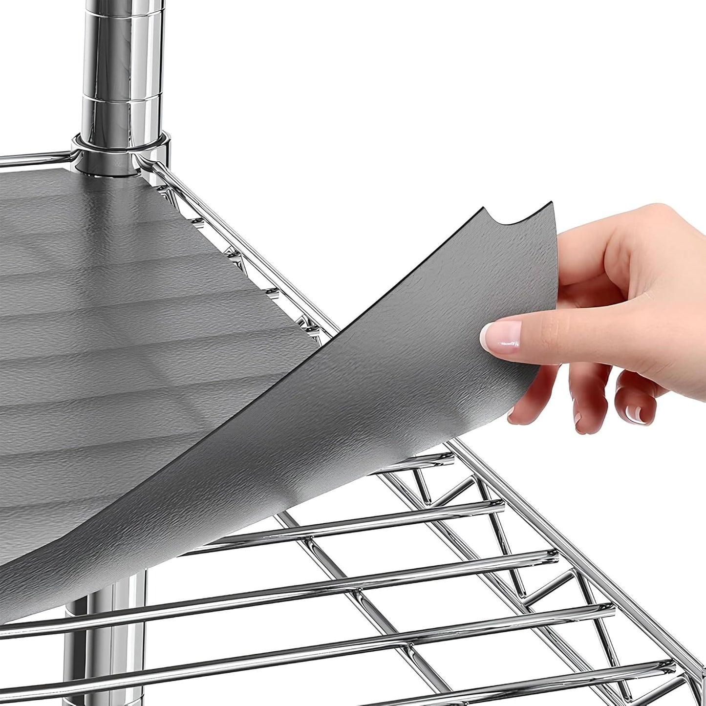 Shelf Liners for Wire Shelf System: Set of 5 in Graphite: 13.4 x 23.2 inch: Plastic Wire Shelving Shelf Mats