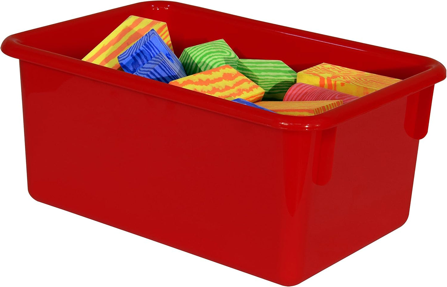 Wood Designs Cubby Storage Bin, Heavy Duty Plastic Containers for Kids Red Cubby Tray Set of 10