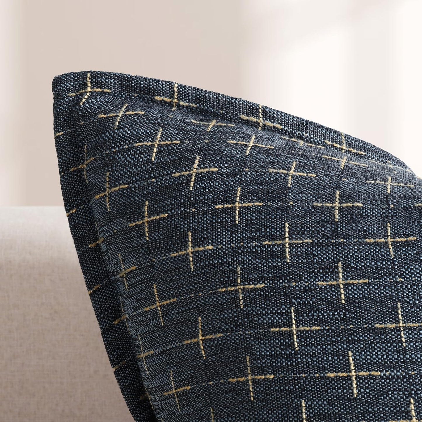 ZWJD Pillow Covers 22x22 Set of 2 Soft Polyester Textured Pillow Covers with Stylish Flange Edge Cozy Farmhouse Throw Pillows for Couch Bed Sofa Living Room