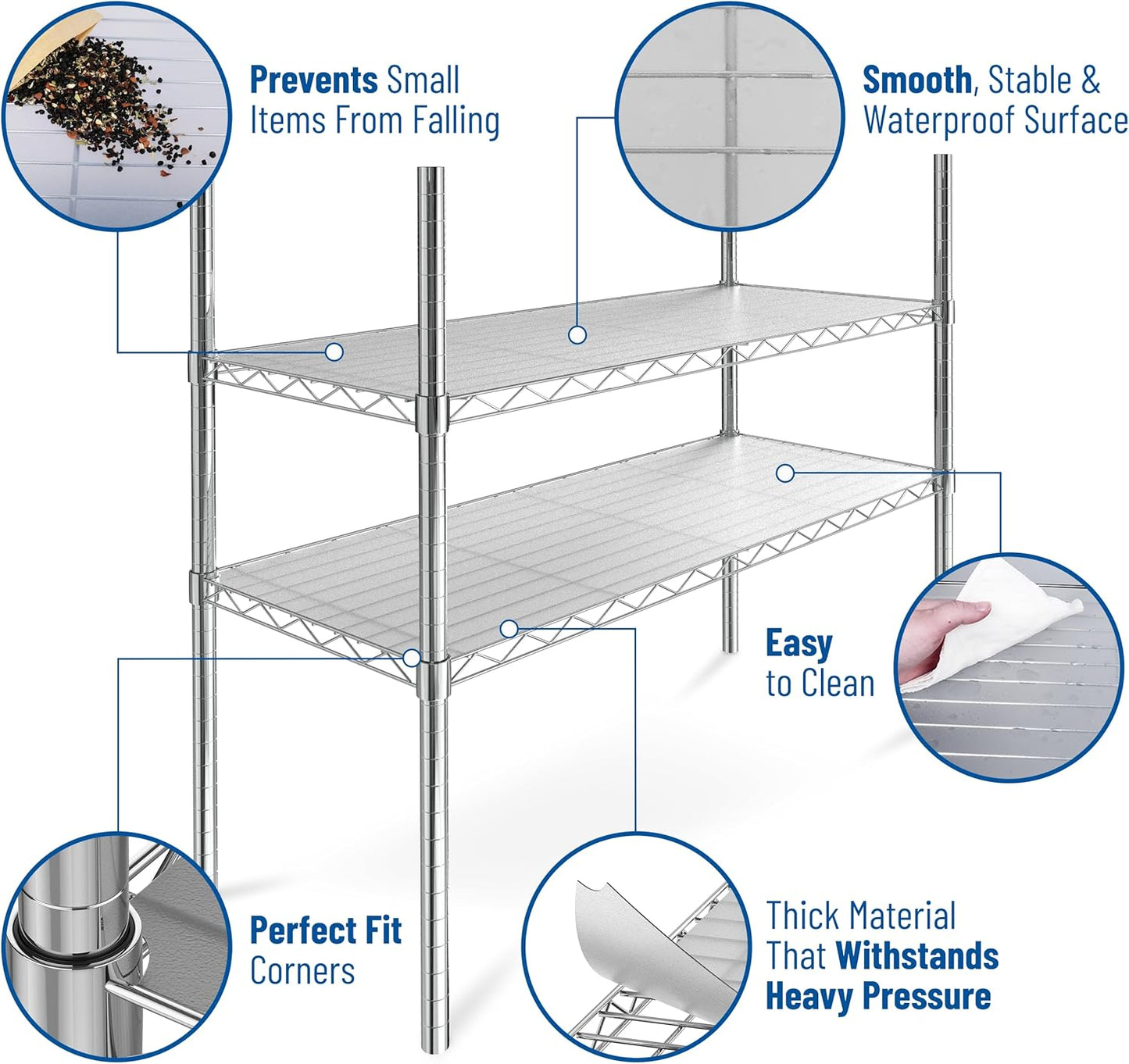 Sterling Shelf Liners for Wire Shelf System - Plastic Wire Shelving Shelf Mats - Clear, 24x48 Inch 4pcs