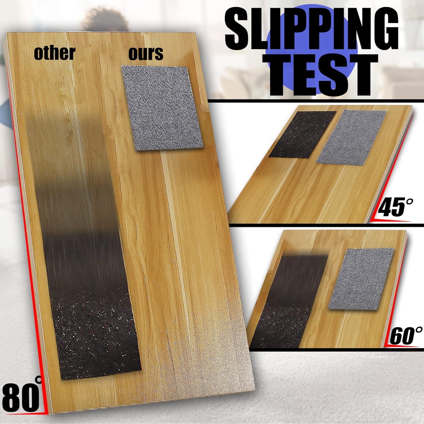 Non Slip Rug Pad Grippers - 2x10, 1/4" Thick, Felt + Rubber Double Layers Area Carpet Mat Tap, Provides Protection and Cushioning for Hardwood or Tile Floors