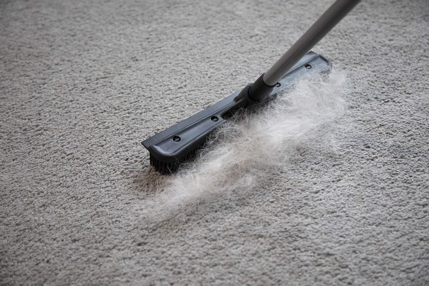 FURemover Compact Pet Hair Rubber Broom with Squeegee, with Handle That Telescopes up to 40" for Carpet, Tile and Hardwood