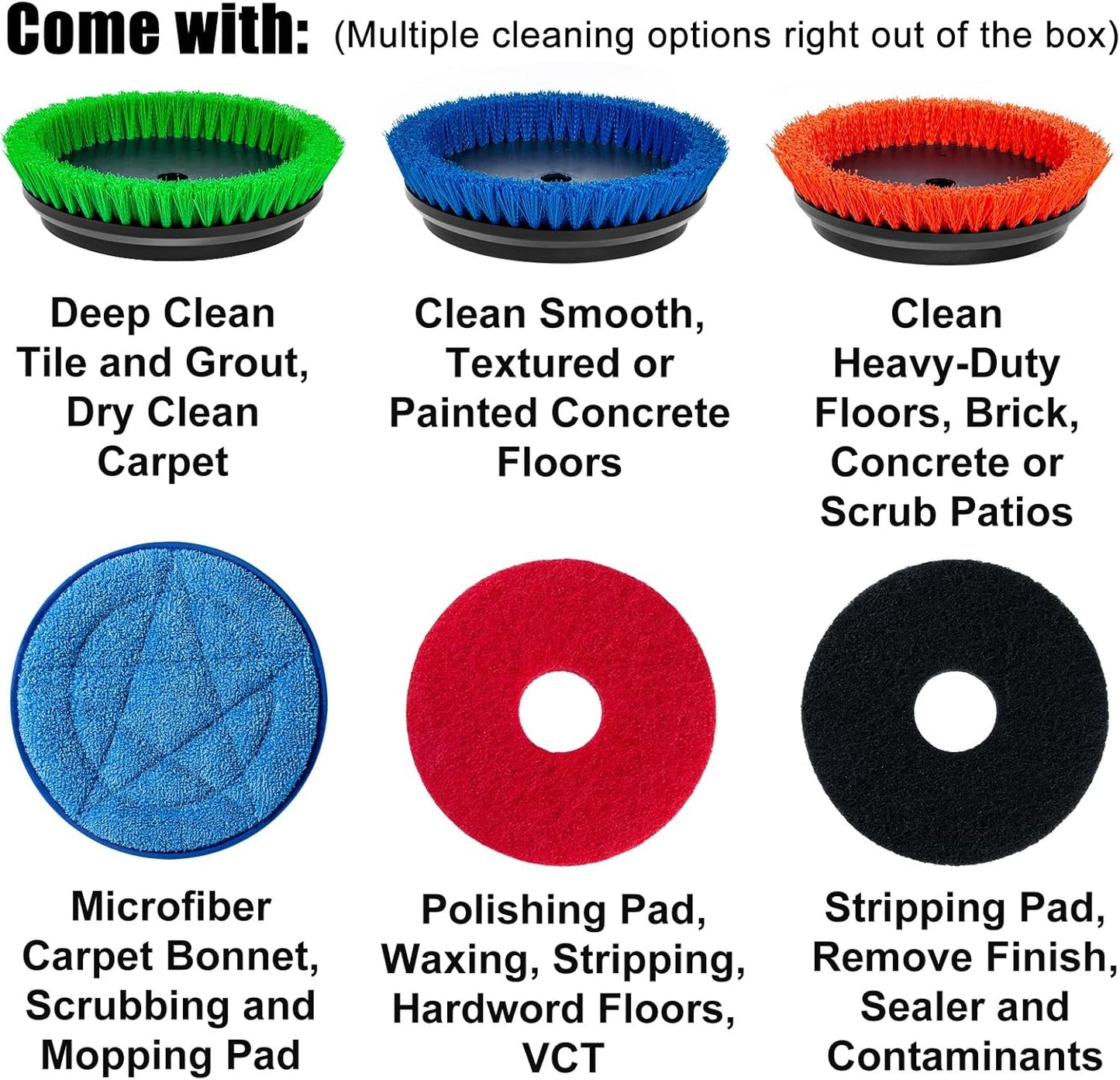 Commercial Floor Scrubber Machine, Heavy Duty Orbital Floor Cleaner, Multi-Functional Floor Buffer Polisher Machine- Deep Cleaning Tile and Grout, Hardwood Floors and Carpets with Ease, Orb-5