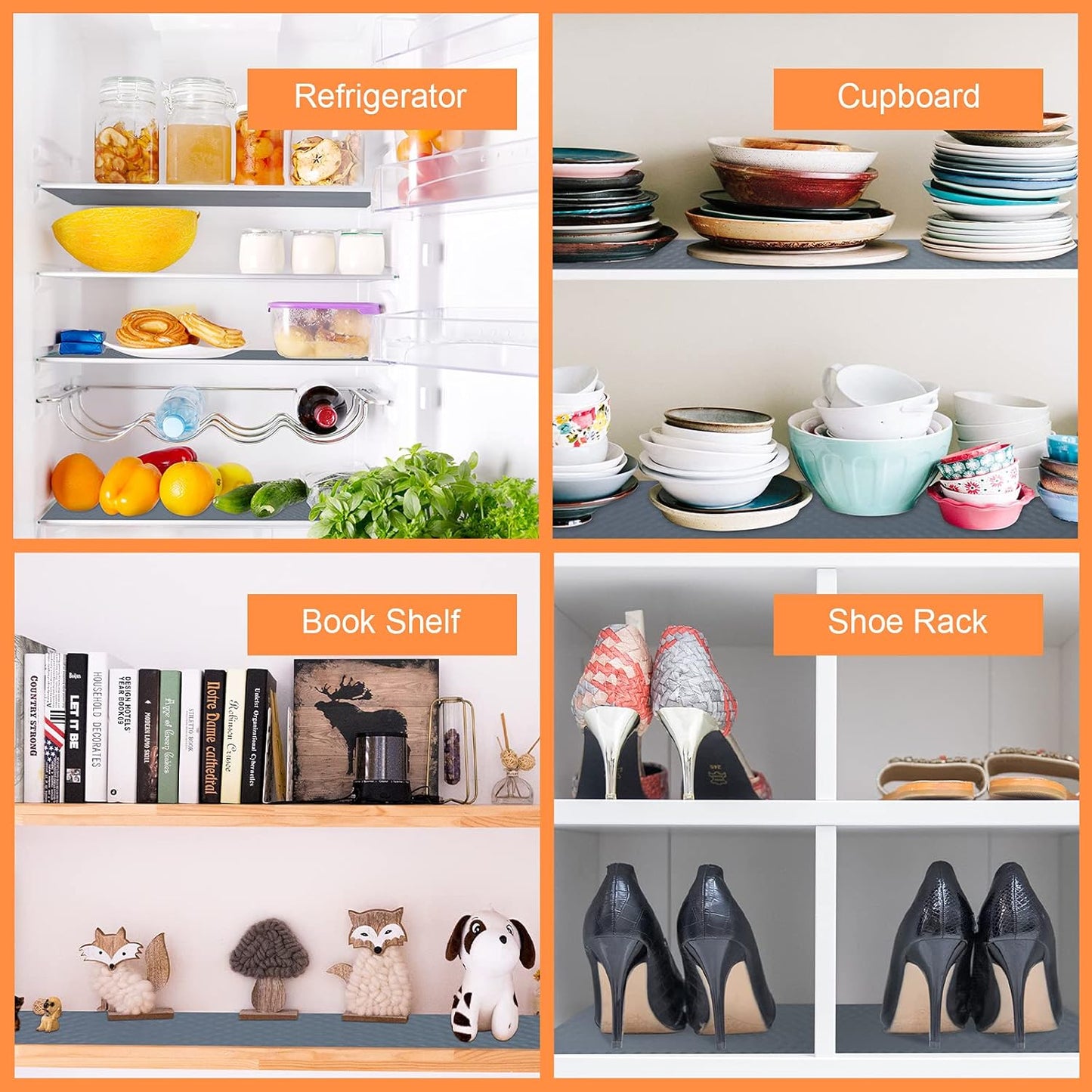 Shelf Liners for Kitchen Cabinets Refrigerator Liners Waterproof & Oil-Proof Kitchen Cupboard Liner Non-Slip Drawer Mats EVA Material Non Adhesive Fridge Mats for Shelves 11.8 x 59 Inches