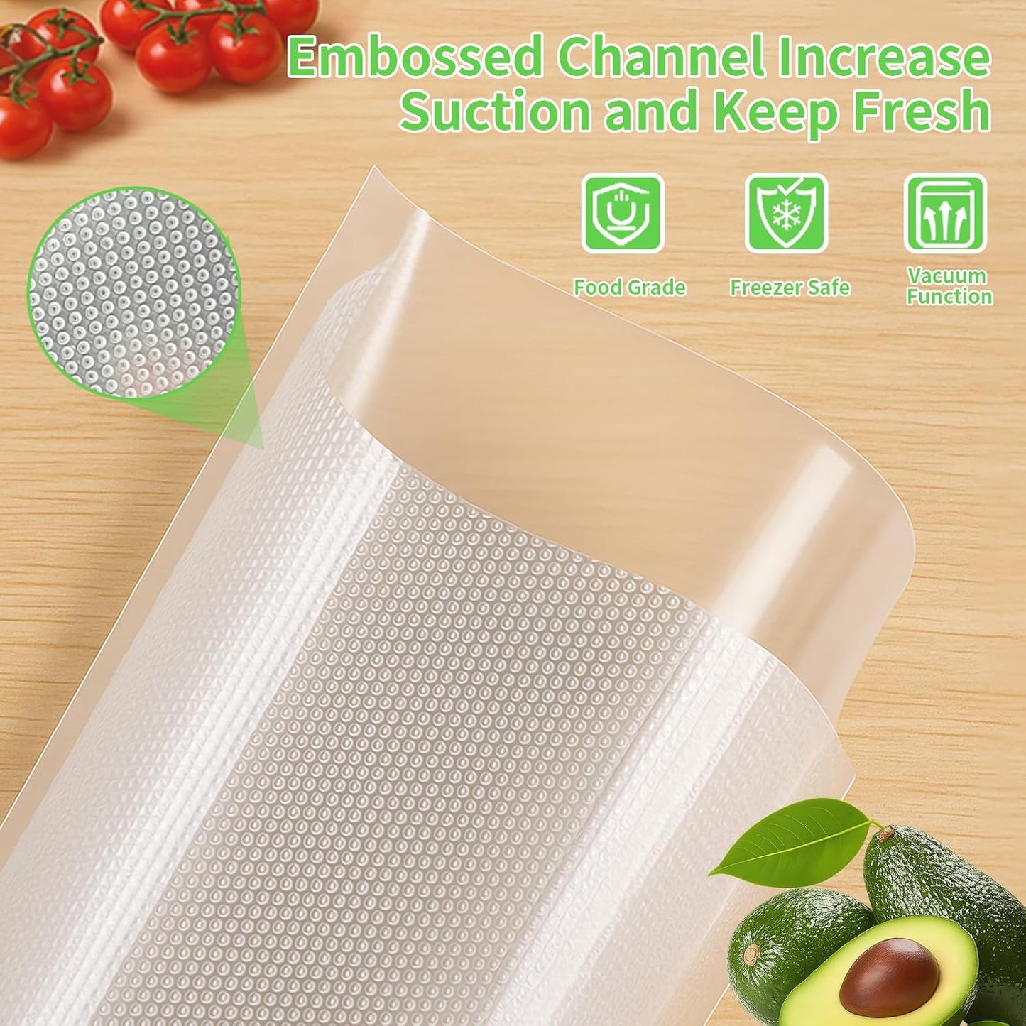 MakMeFre 2Pack (Total 100Feet) 11x50 Vacuum Sealer Bags Rolls with BPA Free,Heavy Duty Vacuum Food Sealer Storage Bags Rolls,Cut to Size Roll,Great for Sous Vide
