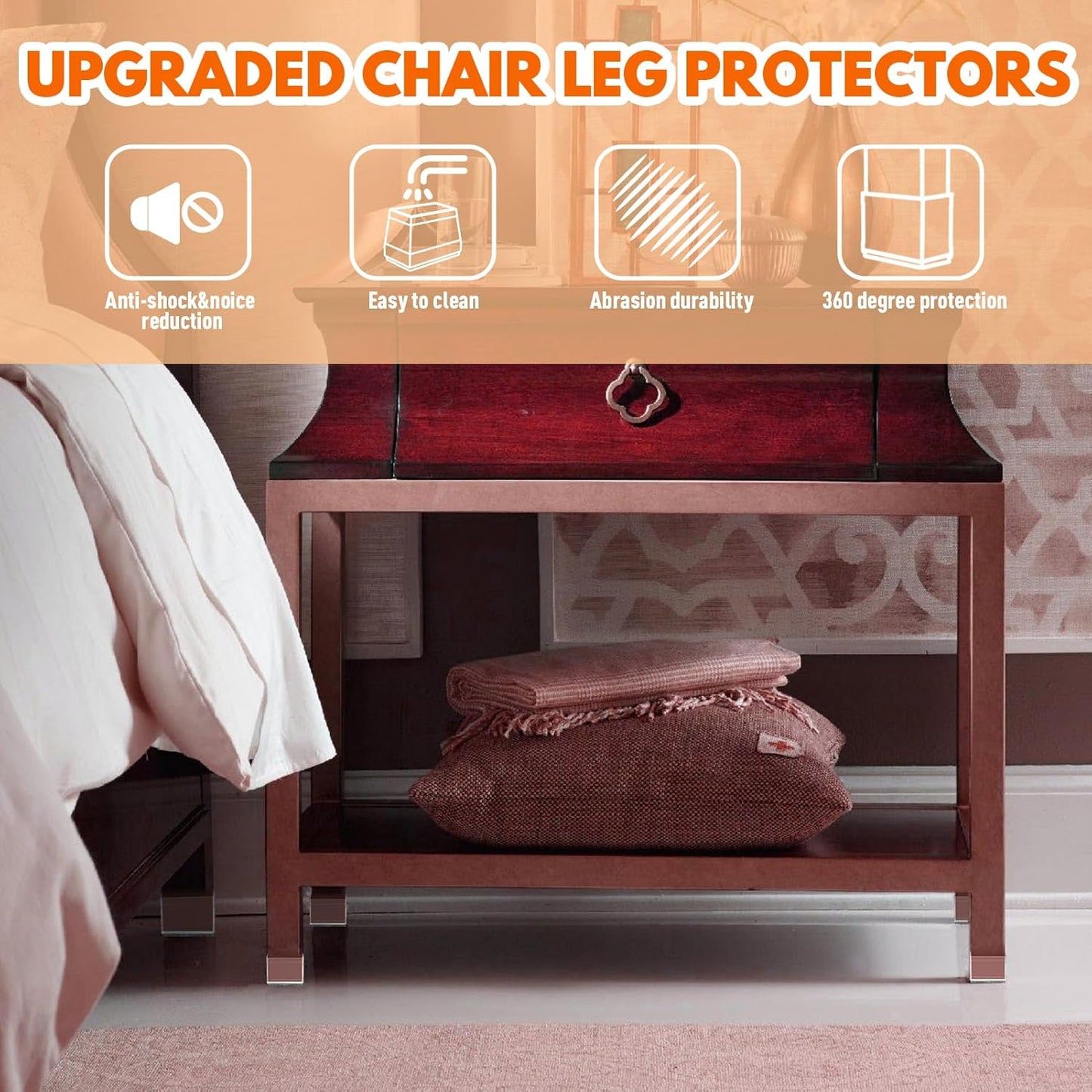 Rectangle Chair Leg Protectors for Hardwood Floors,16 PCS Silicone Covers to Protect Wood Tile Floors Felt Pads Furniture Leg Caps Reduce Noise. Easy to Move. (Clear,1.5 x 1.75 Inch, Rectangular)