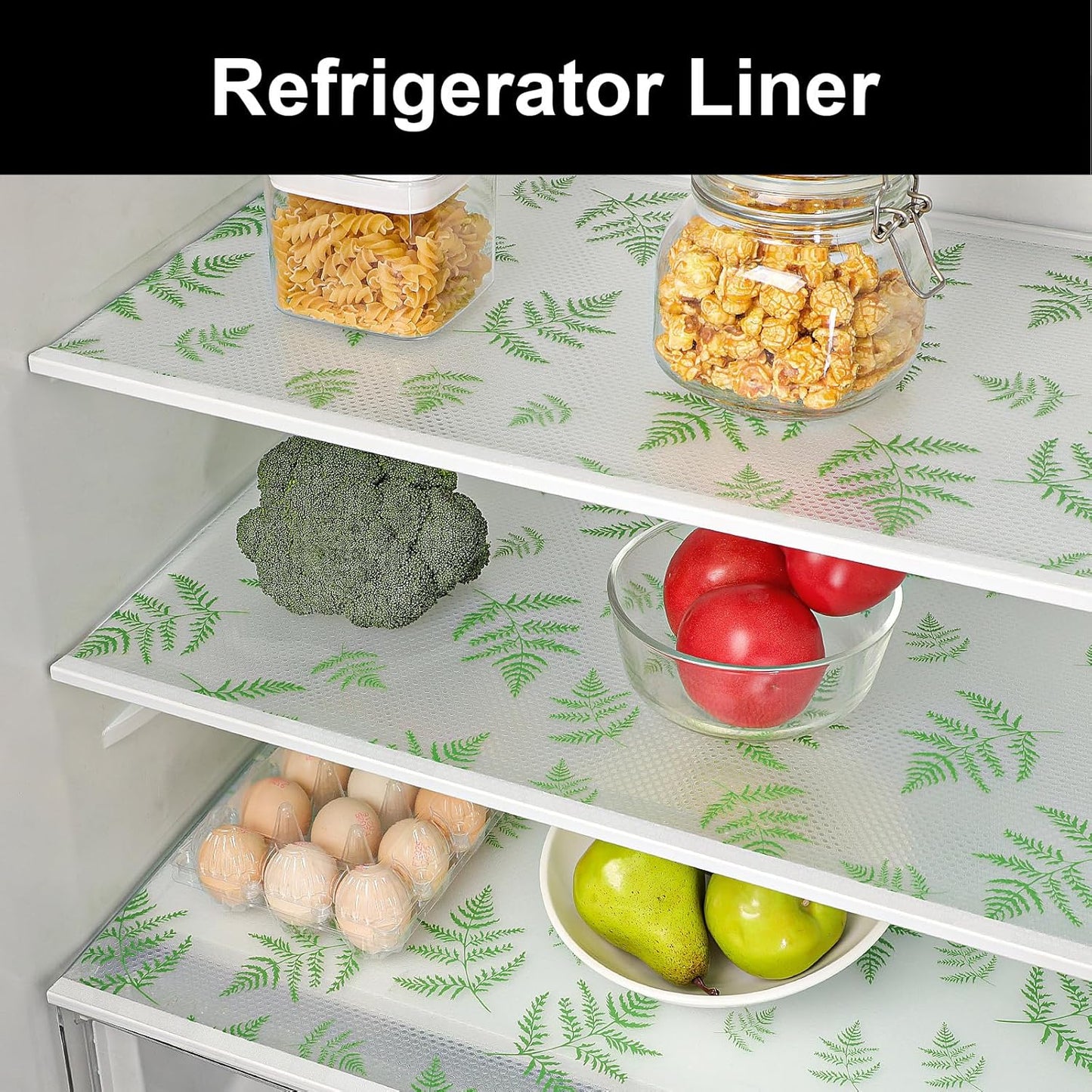 Cooyes Shelf Liners for Kitchen Cabinets Refrigerator Liners Waterproof & Oil-Proof Kitchen Cupboard Liner Drawer Mats EVA Material Non Adhesive Fridge Liner for Shelves
