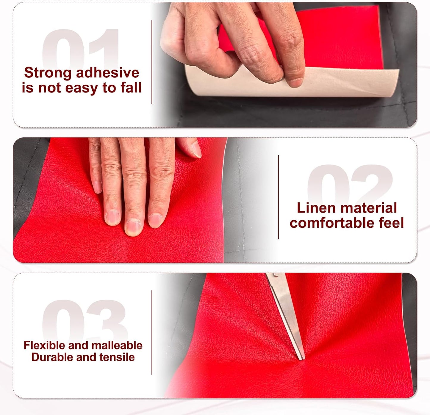PATIKIL Leather Patches Tape for Furniture, 6.3 x 61 Inch Self Adhesive Vinyl Leather Repair Kit Cover Sheet for Couch, Sofa, Car Seats, Office Chair, Elegant Gray