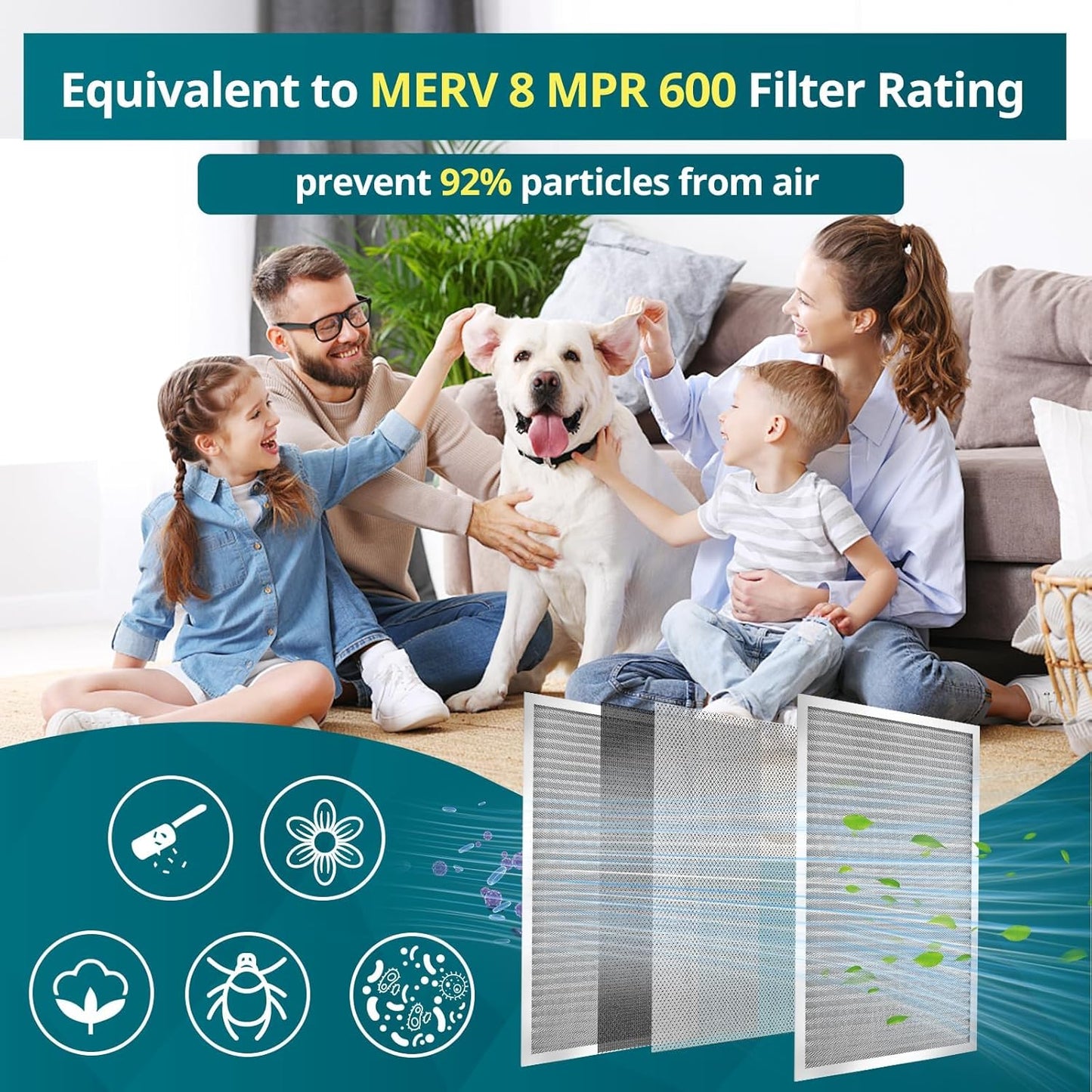 Torjim 16x24x1 MERV8 Air Filter, Washable & Reusable Electrostatic Filter, AC/HVAC Furnace Filter, Permanent Filter, Breathe Fresher, Easy Install