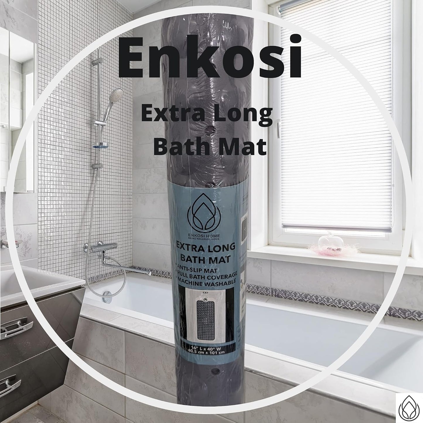 ENKOSI Bath Mat - Large Non Slip Bathtub & Shower Mat - Extra Long 40 x 16 Inch Bathroom Mats for Tub Nonslip Anti Slip Bathmats (40x16 Baby Pink 1-Pack)
