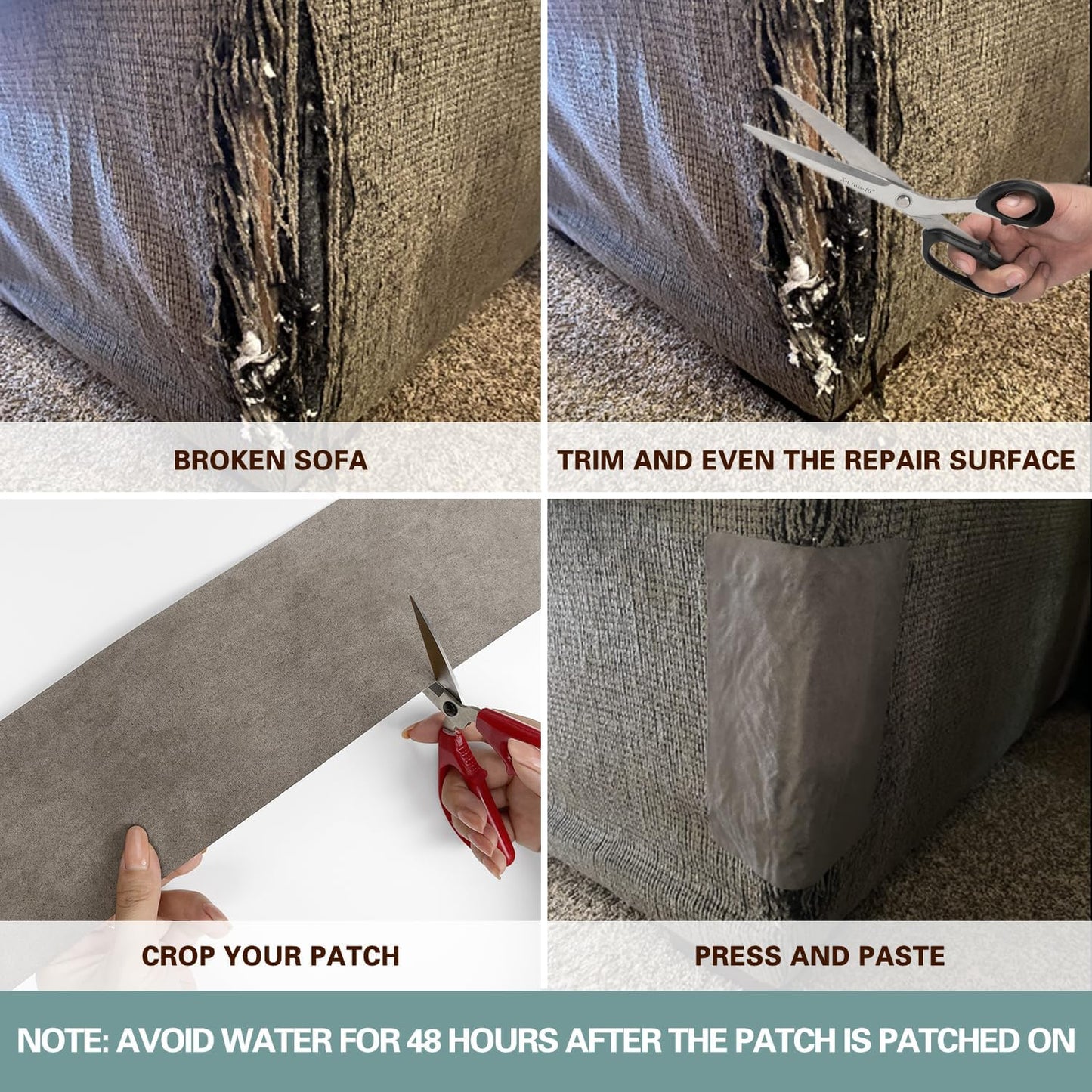 Azobur Sofa Fabric Repair Patch - Self-Adhesive Microfiber Patch for Couch, Multicolor