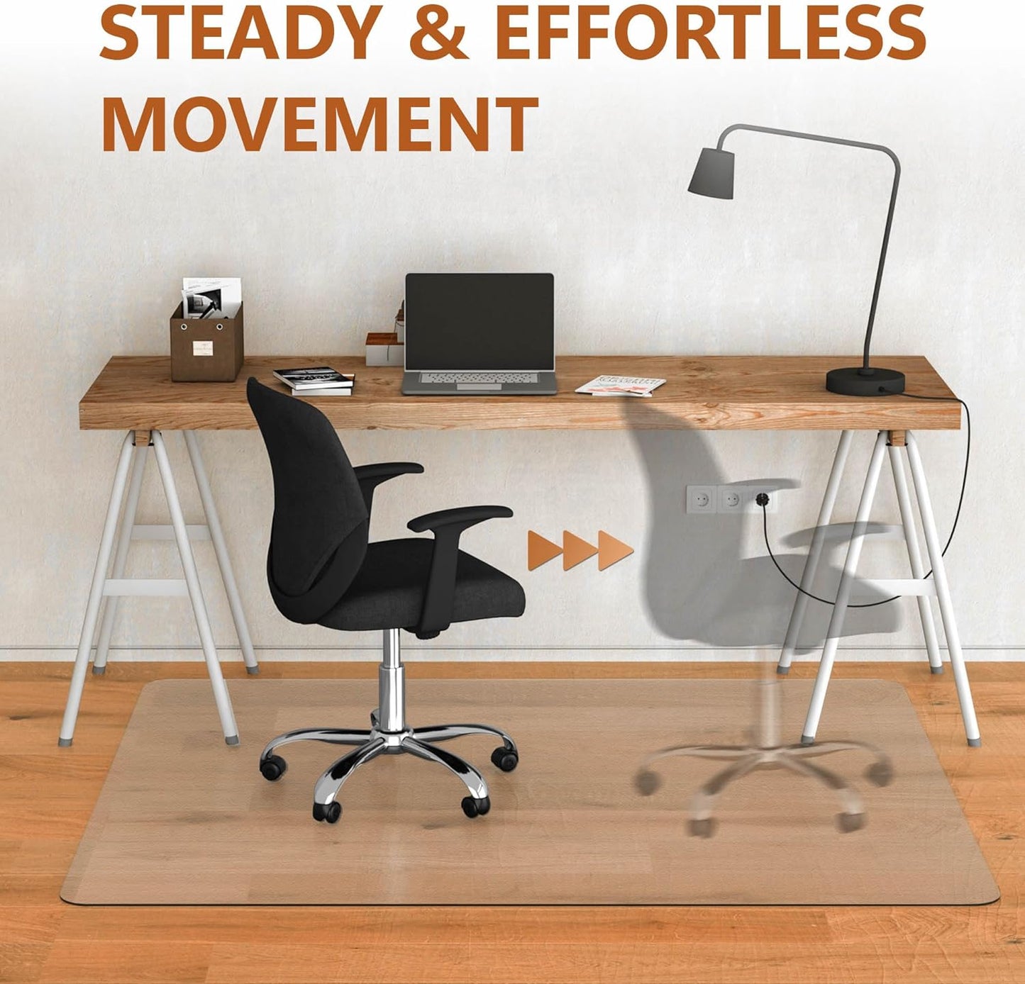 Large Office Chair Mat for Hardwood Floor- 46" x 72" Clear Computer Desk Chair Mat for Hard Wood/Tile Floors, Easy Glide Plastic Mat for Under Office Chairs on Hardwood for Work & Home