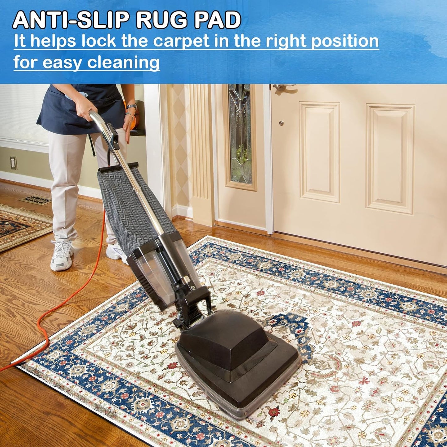 Non-Slip Rug Pads 5X 3 ft, 100% Waterproof Extra Large Area Rugs Non Skid Rug Pad for All Floors and Finishes Durable Hardwood Floor Protective Felt Keeps Rugs in Place, Safe and Secure